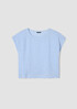 Puckered Organic Linen Stripe Ballet Neck Top