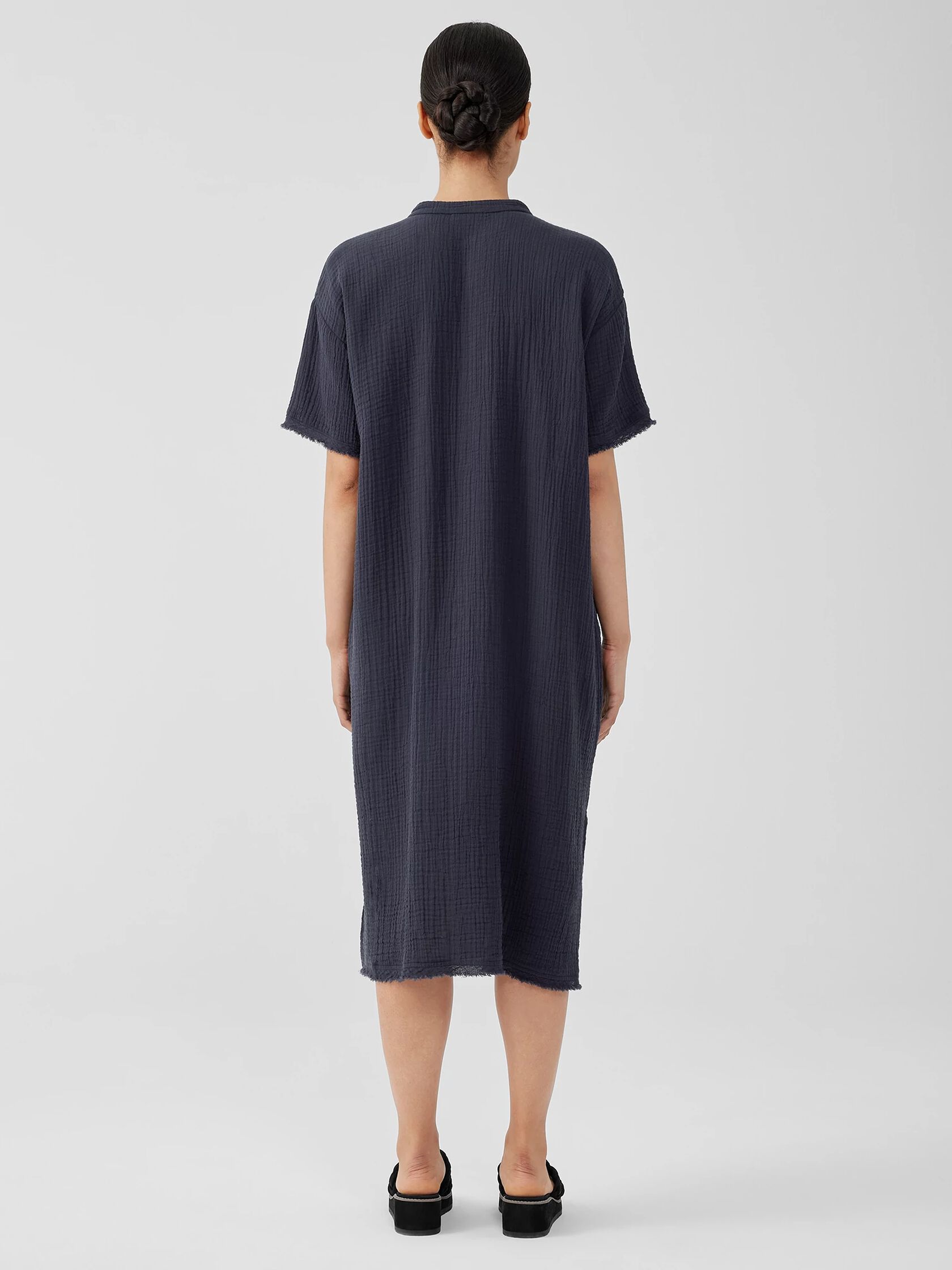 Organic Cotton Gauze Mandarin Collar Dress
