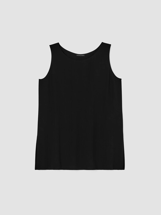 Silk Georgette Crepe Ballet Neck Long Tank