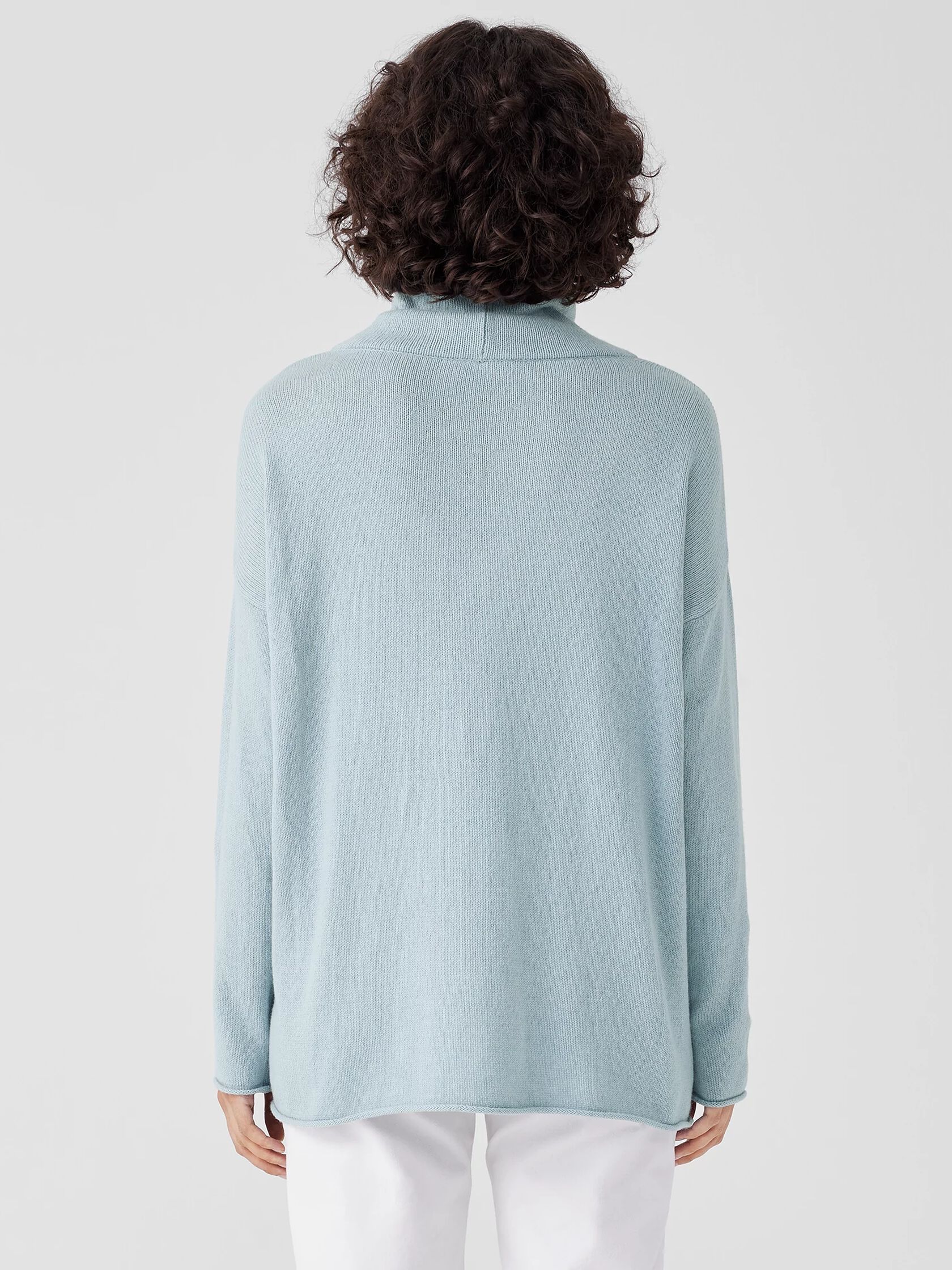 Cotton and Recycled Cashmere Turtleneck Long Top