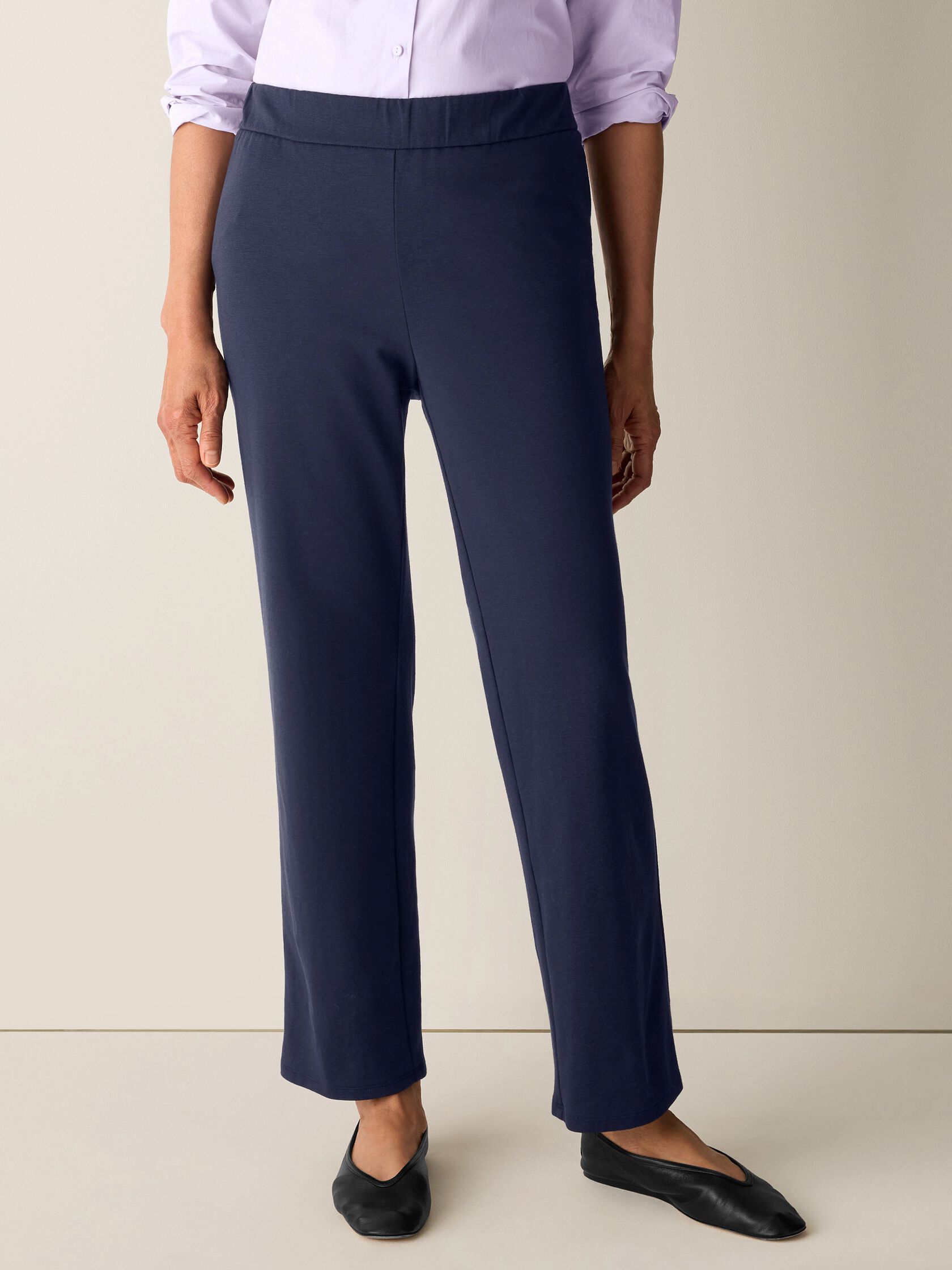 Cotton Blend Ponte Straight Pant