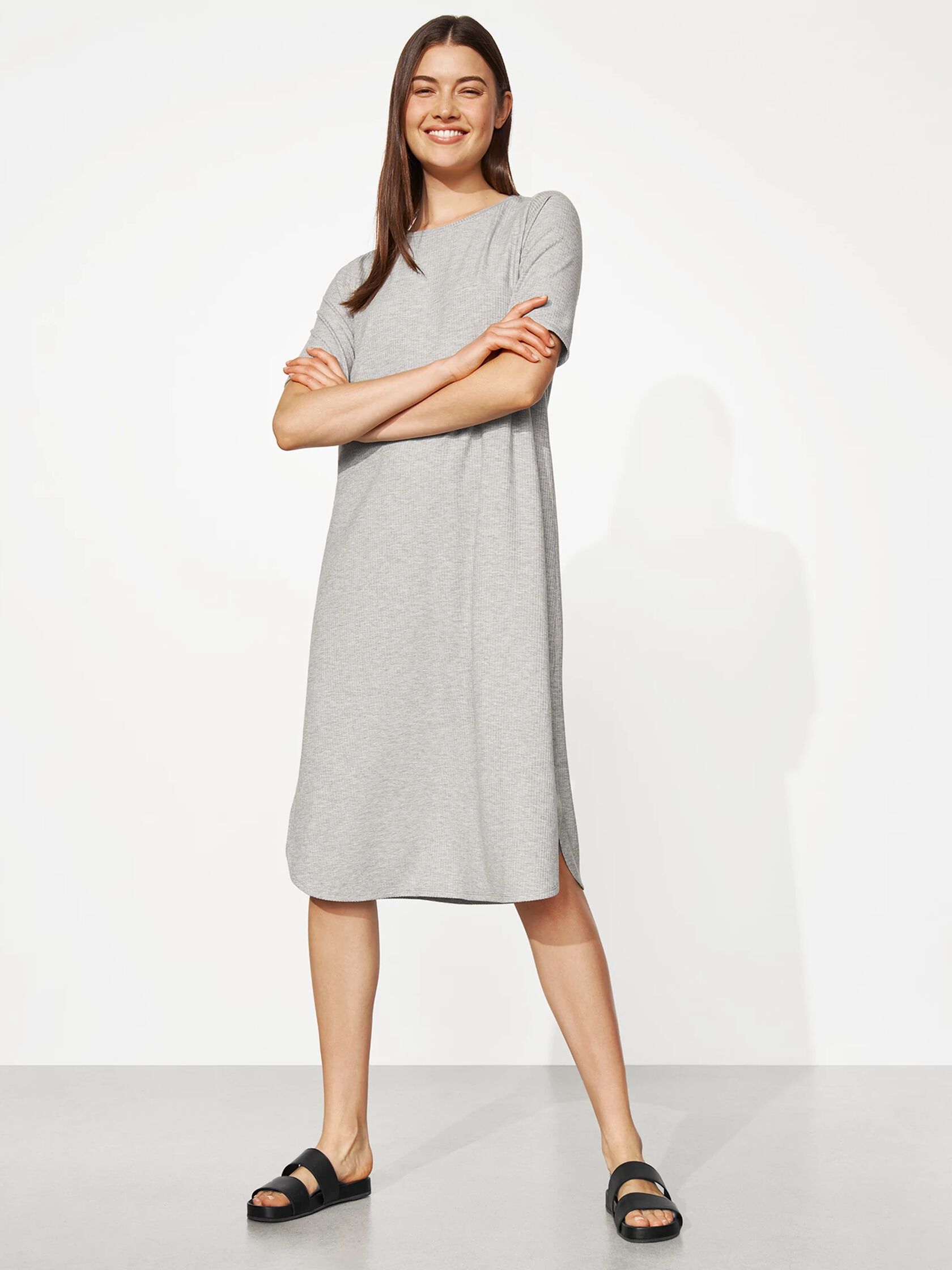 Tencel Rib Crew Neck Dress