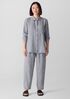 Puckered Organic Linen Stripe Classic Collar Long Shirt
