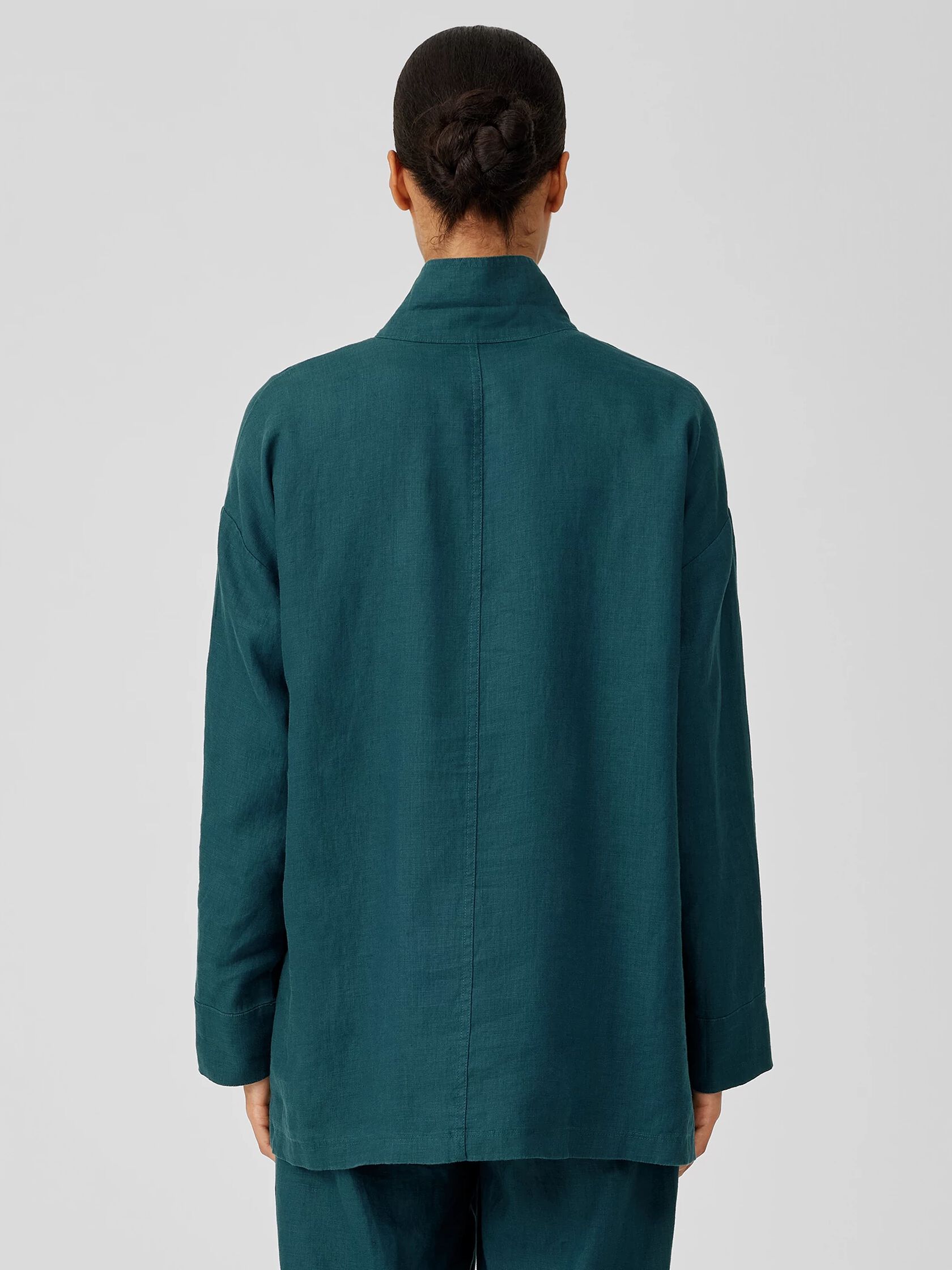 Organic Linen Stand Collar Jacket