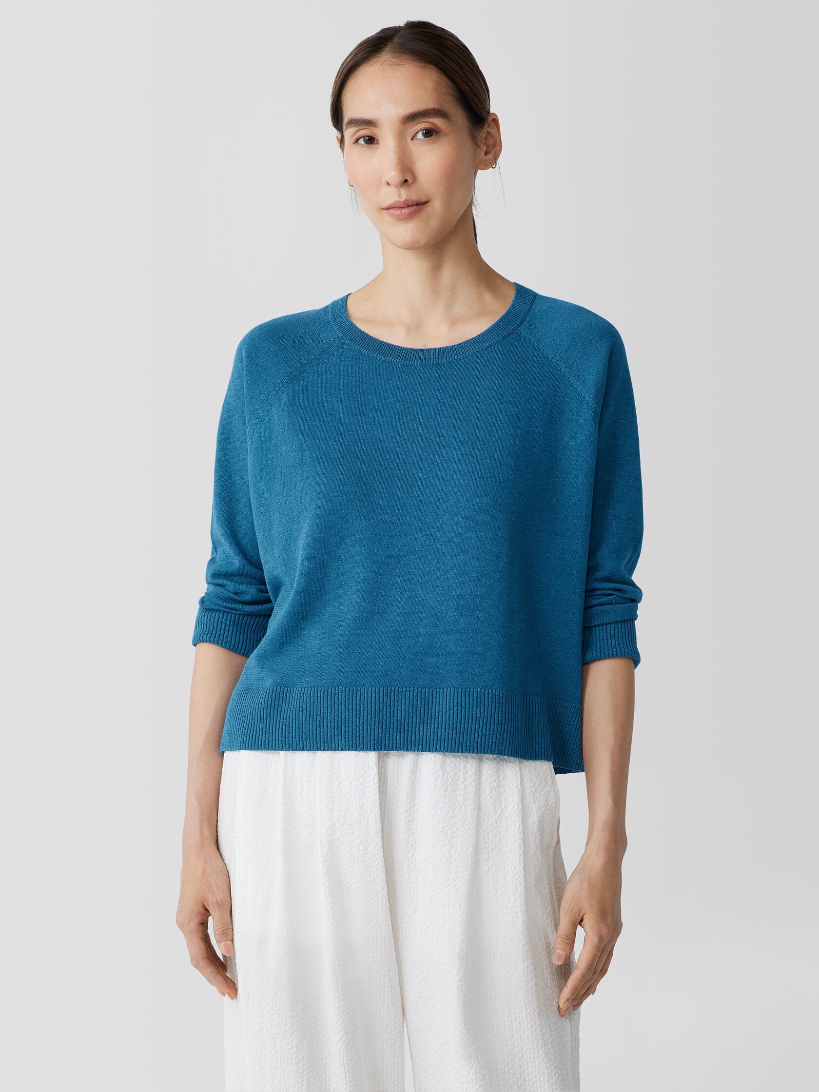 Organic Linen Cotton Raglan-Sleeve Top