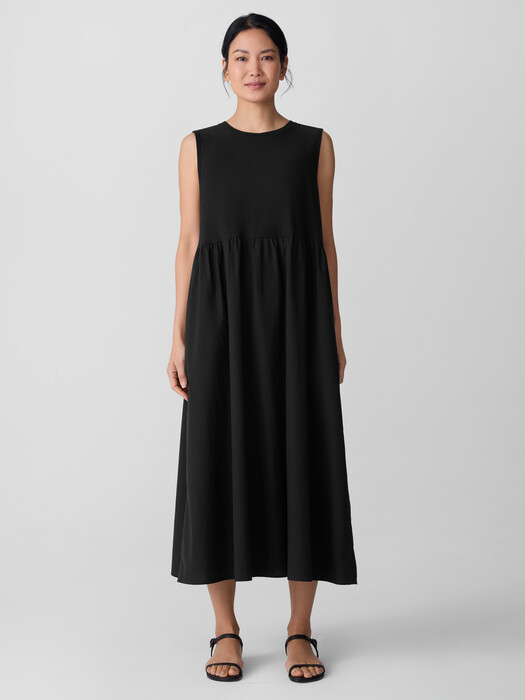 Washed Organic Cotton Poplin Round Neck Dress