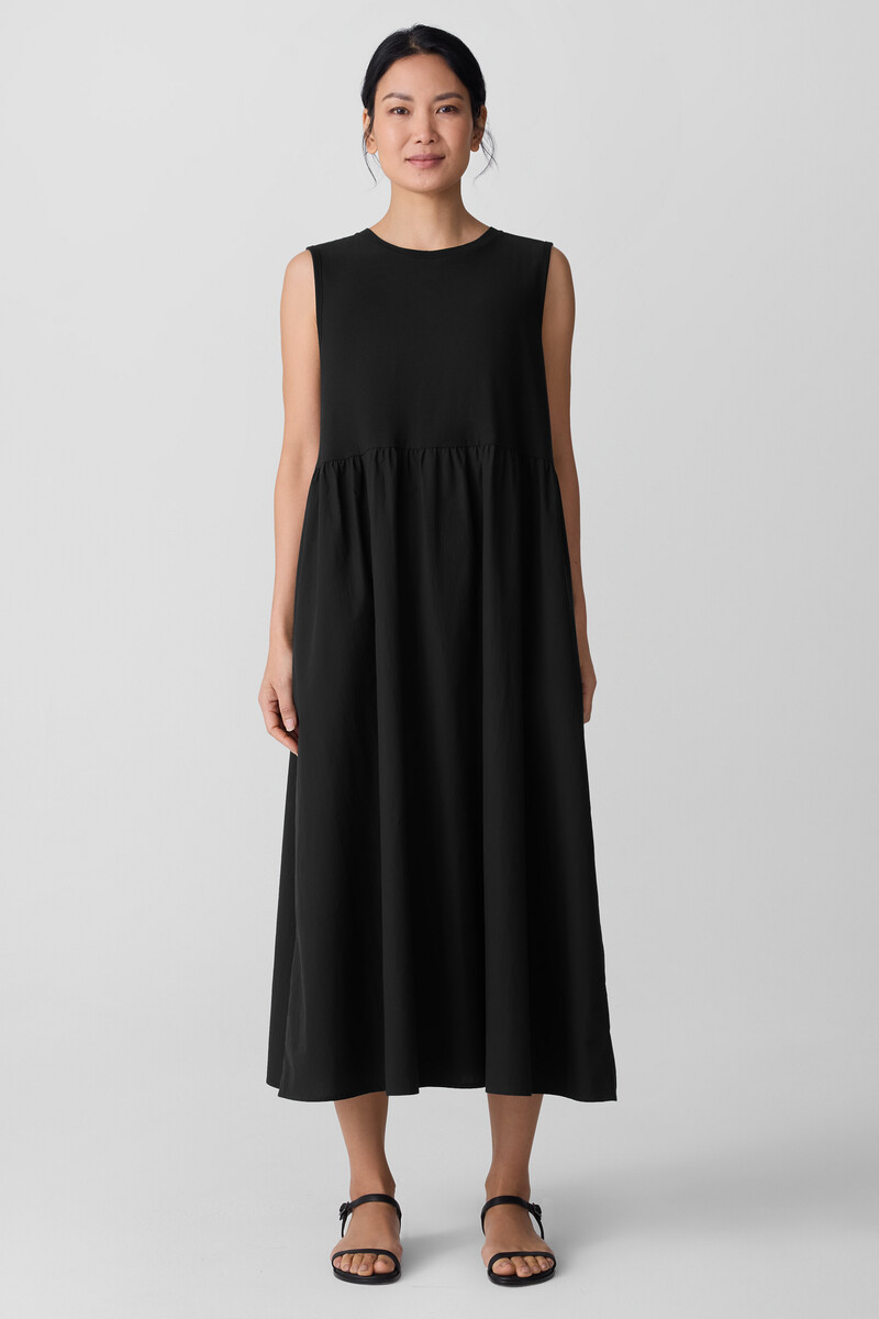 Washed Organic Cotton Poplin Round Neck Dress Washed Organic Cotton Poplin Round Neck Dress