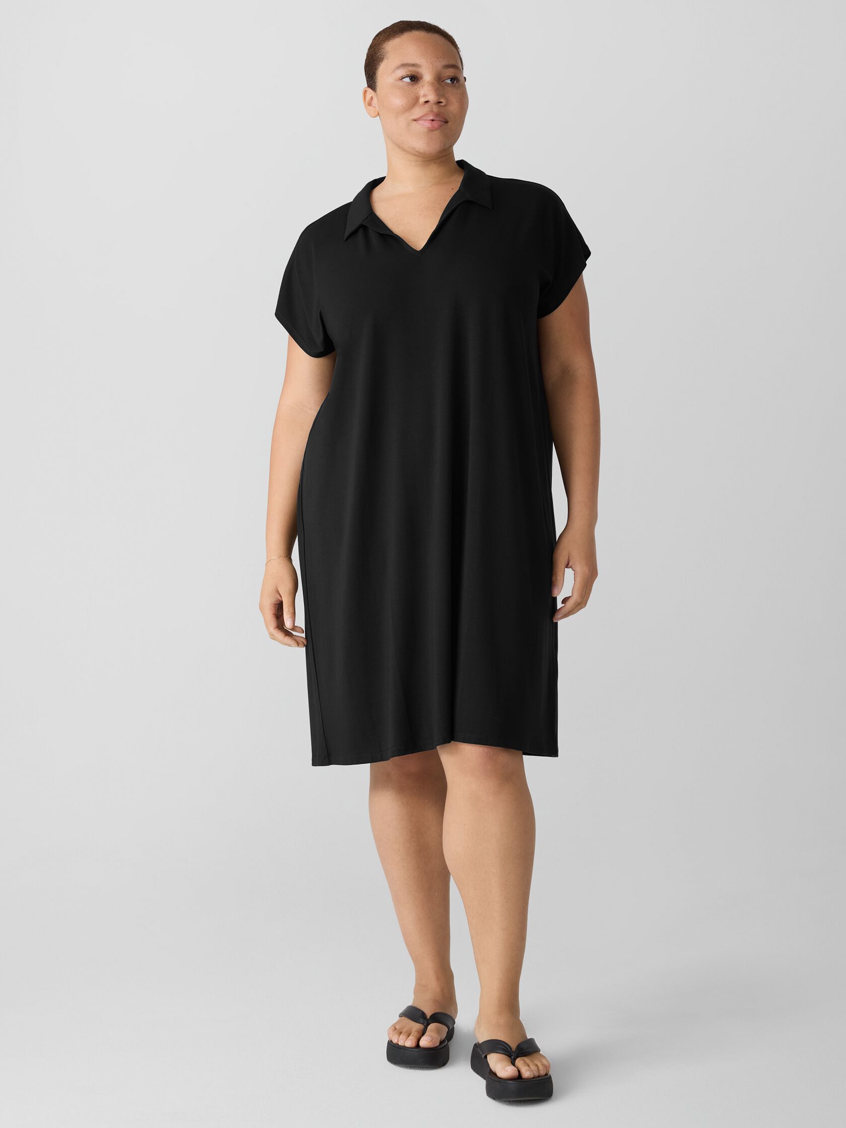 Fine Jersey Split Neck Dress