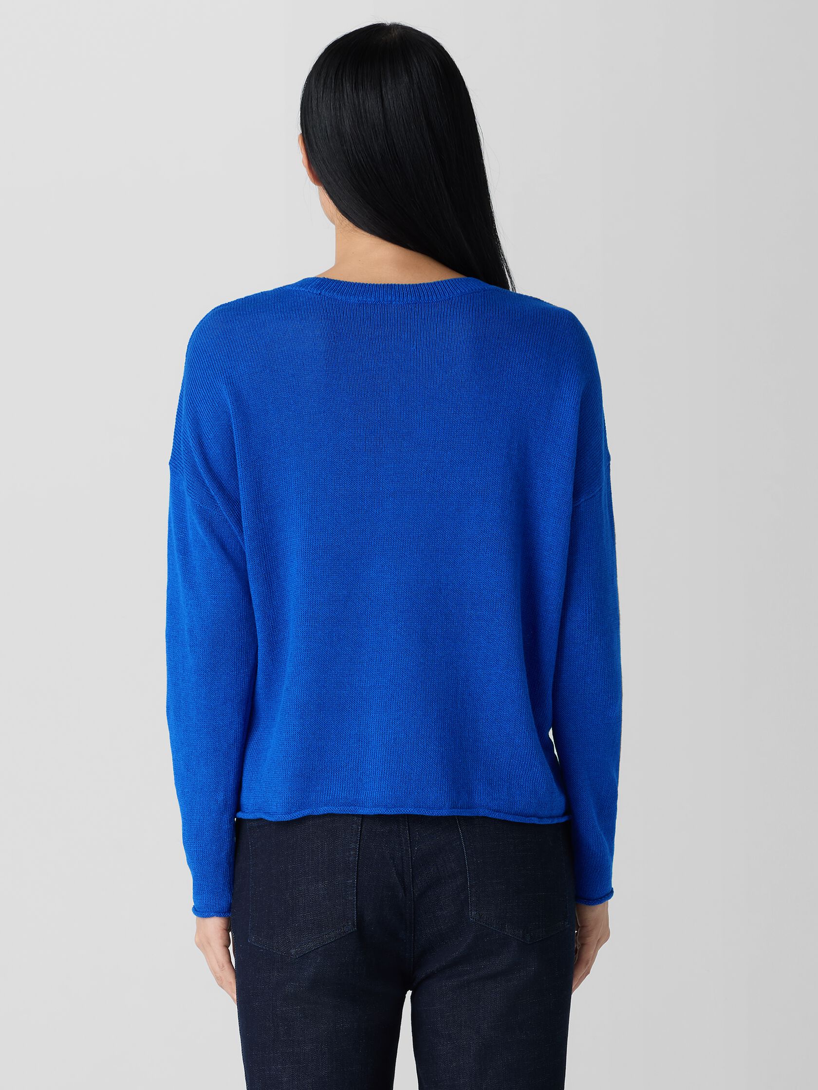 Organic Linen Cotton Cord Crew Neck Top