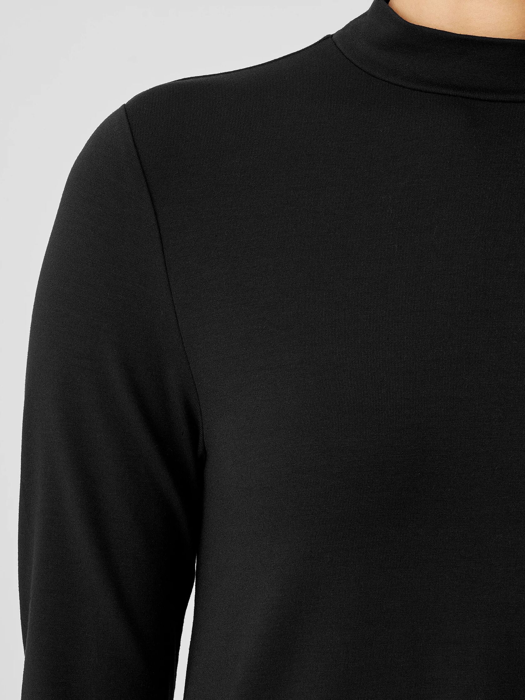 Stretch Jersey Knit Mock Neck Top