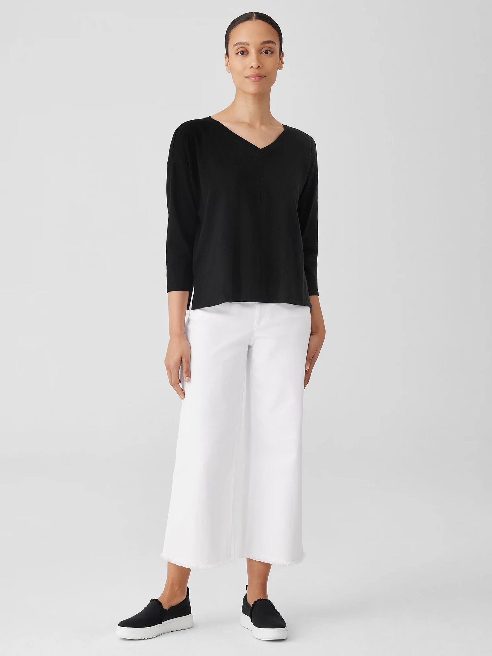 Organic Cotton Slub V-Neck Top