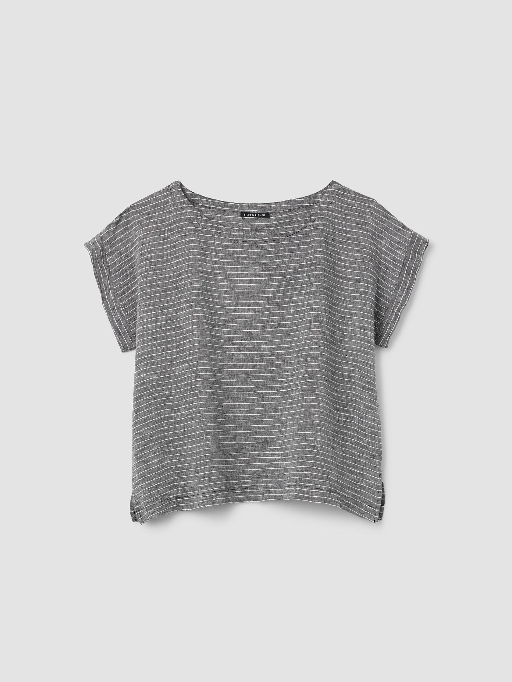 Puckered Organic Linen Ballet Neck Top