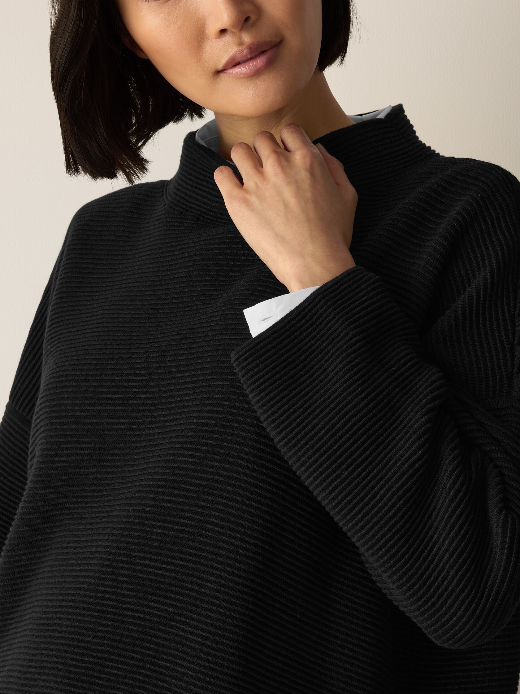 Peruvian Cotton Blend Funnel Neck Top