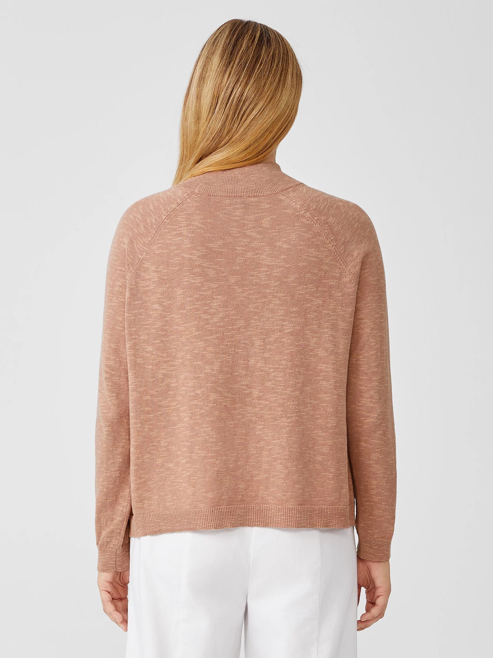 Organic Cotton Linen Slub Funnel Neck Top