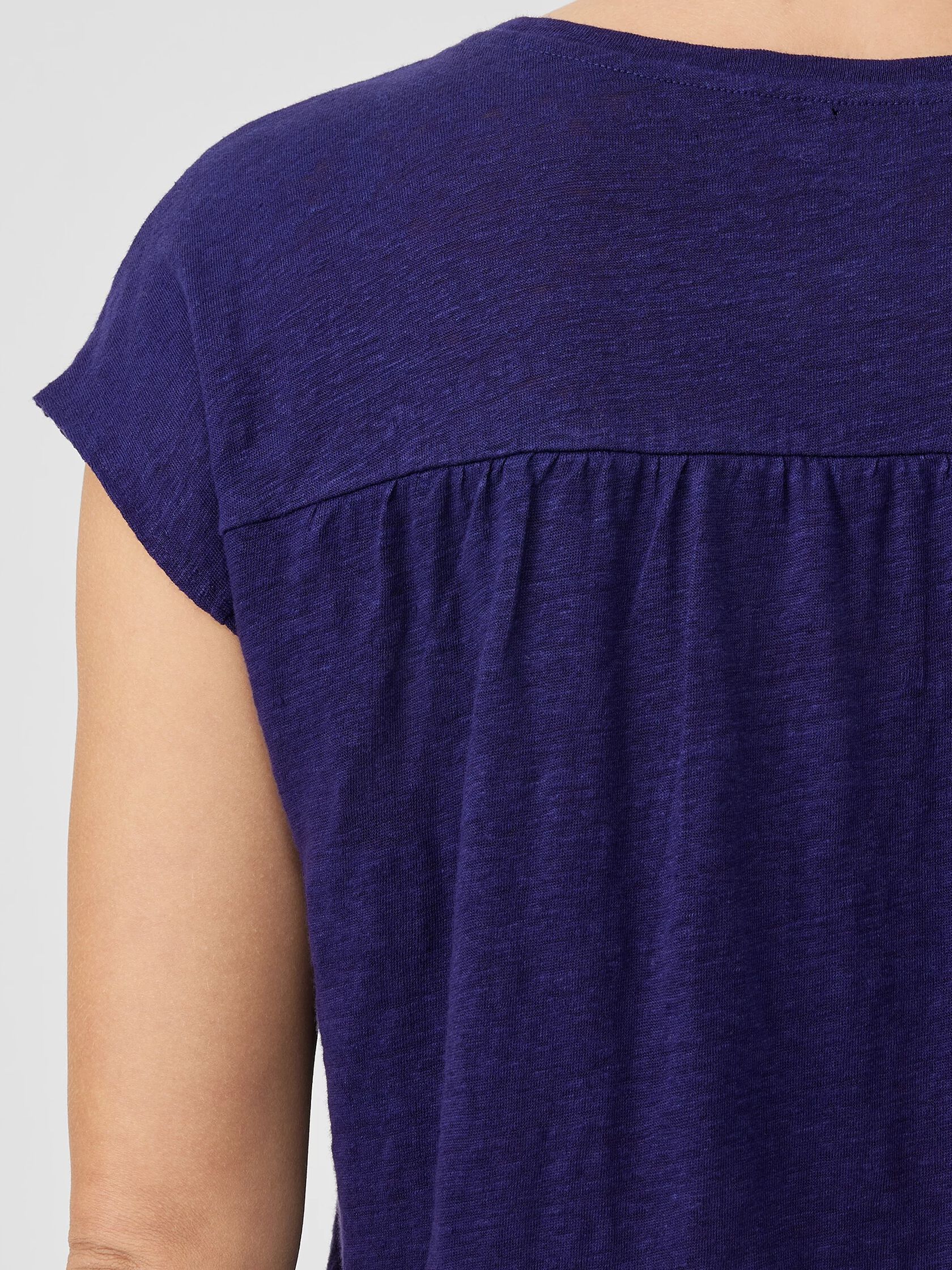 Organic Linen Jersey Shirred-Back Top