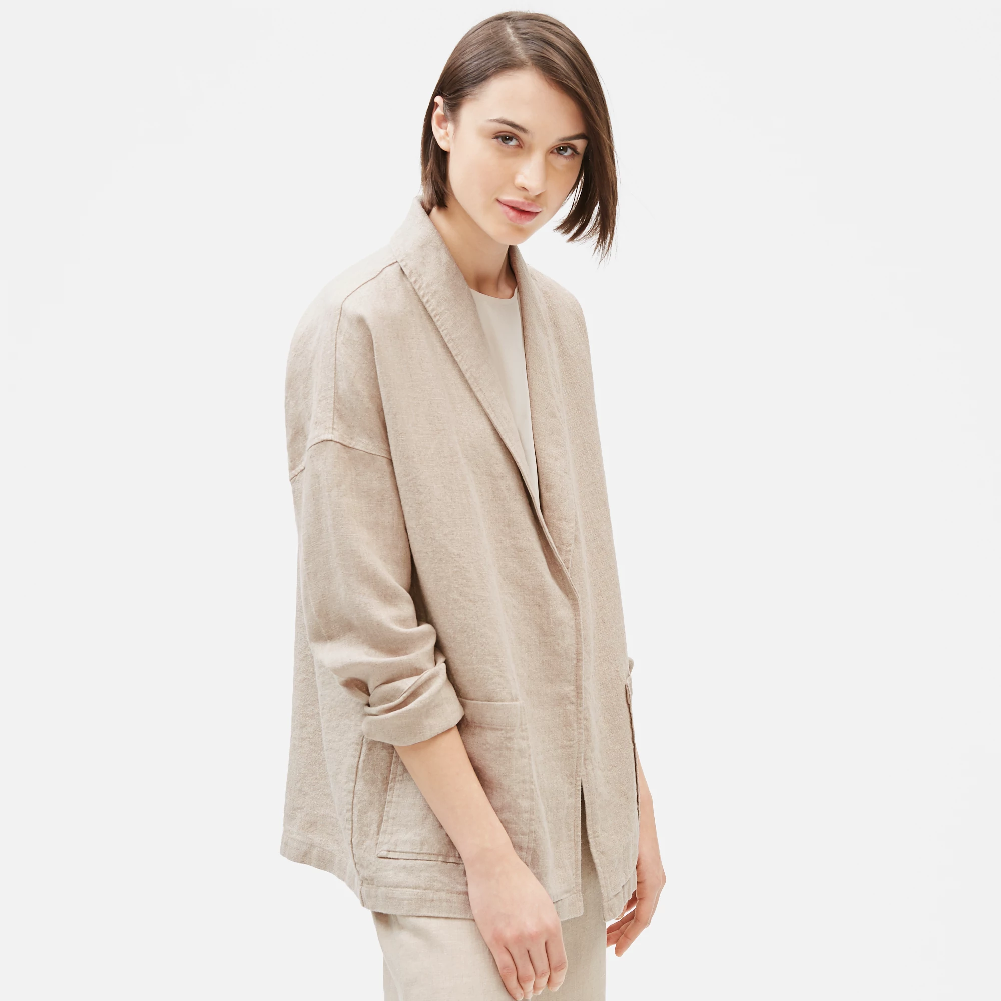 Organic Linen Shawl Collar Jacket 