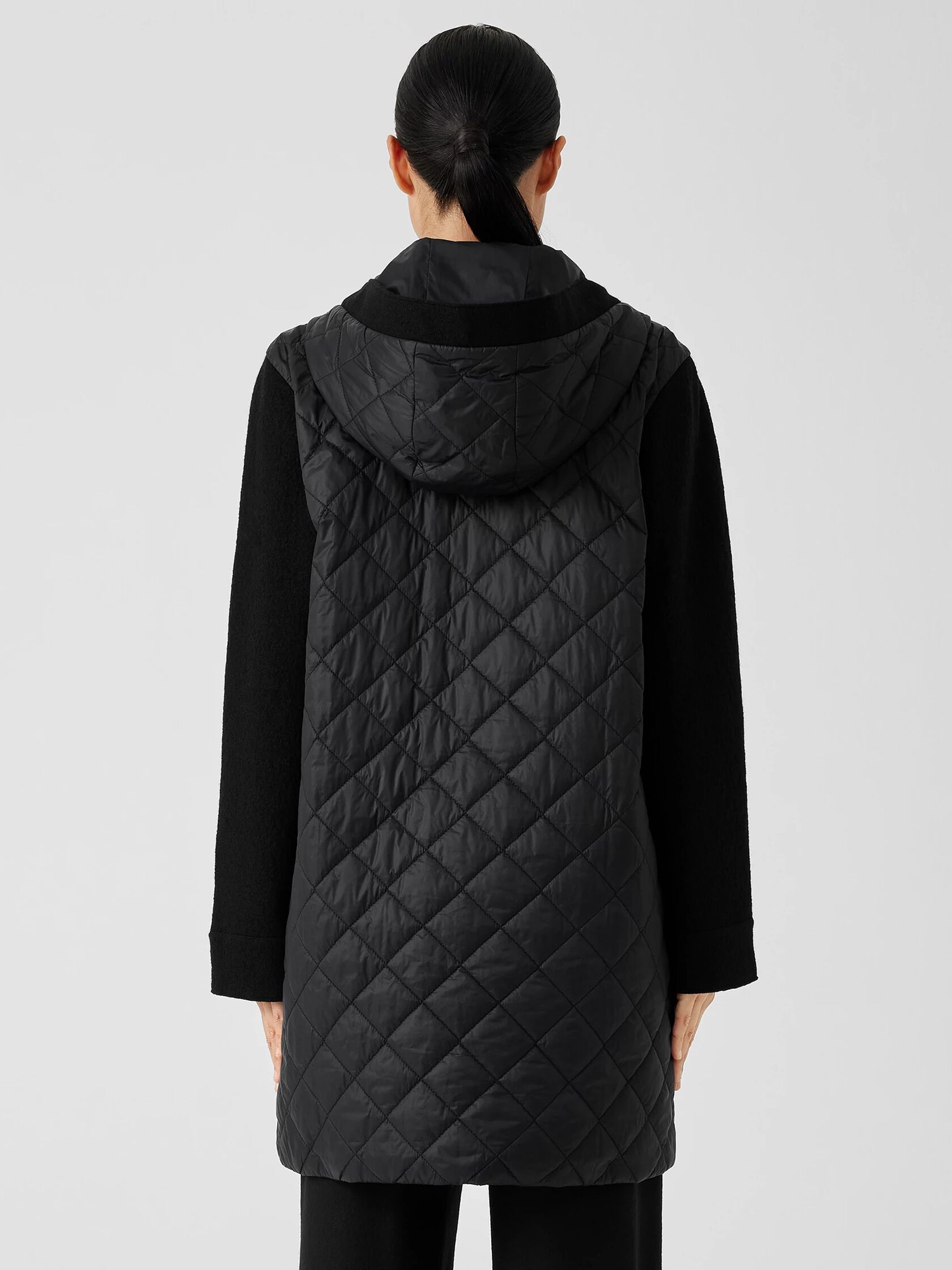 Eggshell Recycled Nylon Hooded Coat