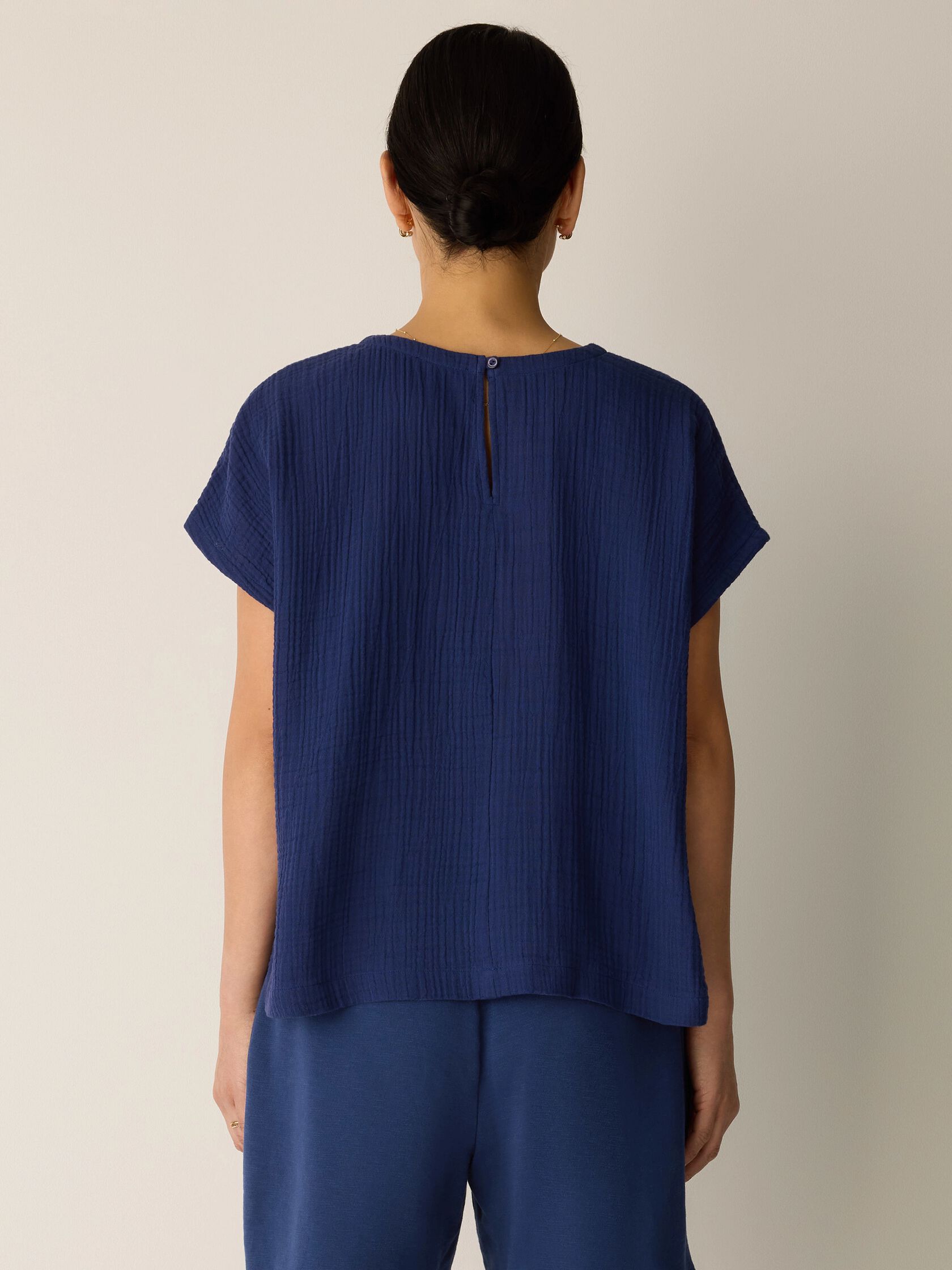 Organic Cotton Lofty Gauze Round Neck Box-Top