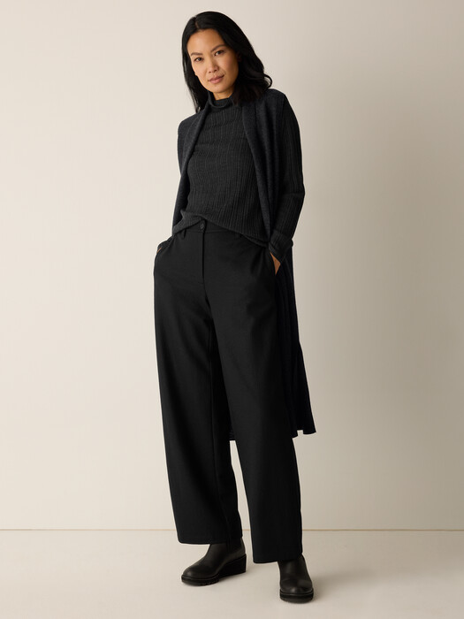 Felted Wool Jersey Wide-Leg Trouser