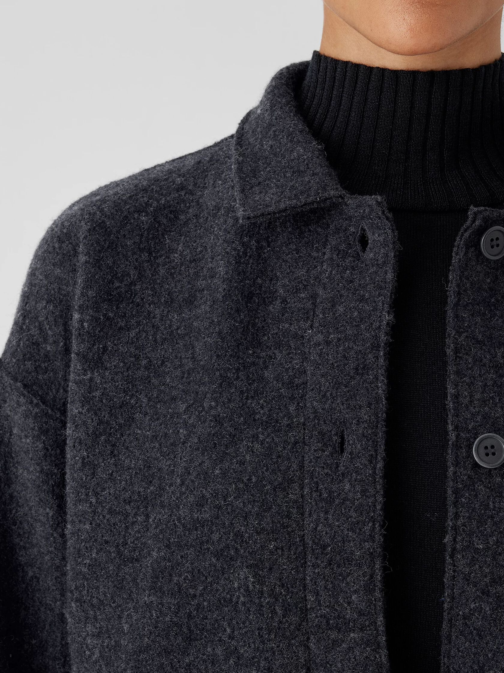 Lightweight Boiled Wool Classic Collar Jacket in Regenerative Wool