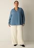 Silk Georgette Crepe Band Collar Top