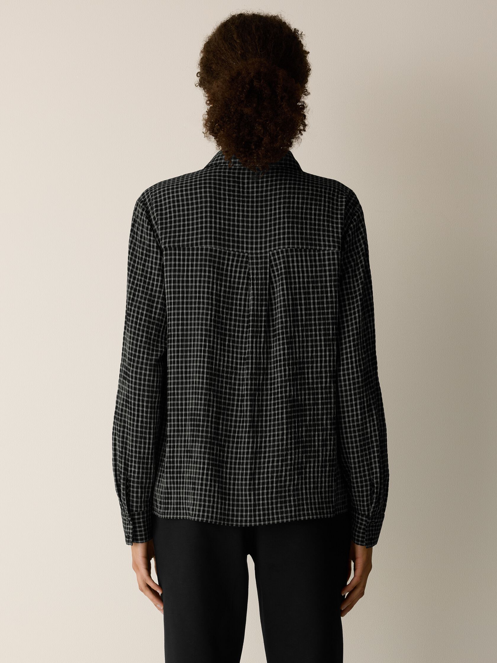 Windowpane Crinkle Weave Classic Collar Shirt