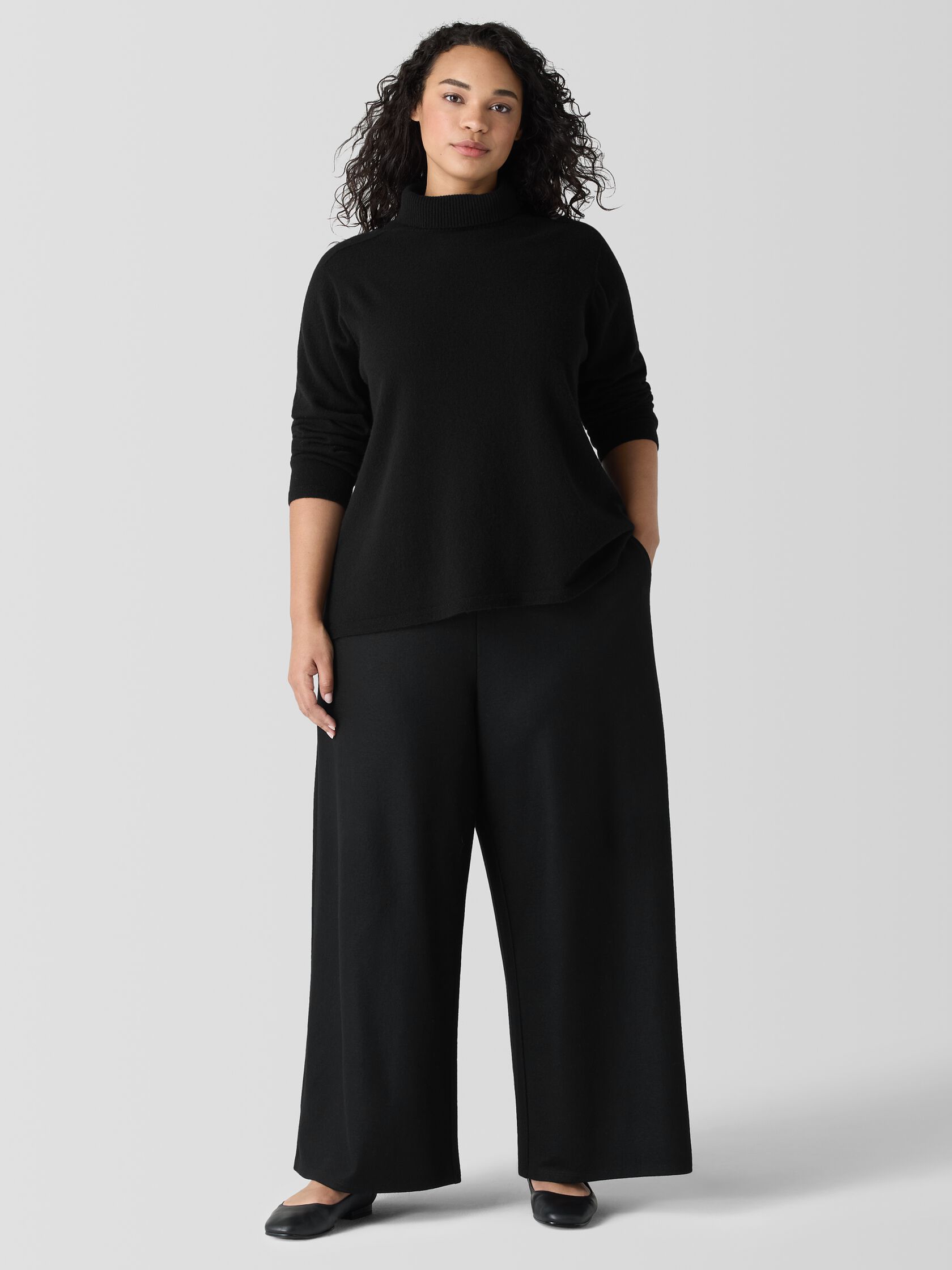 Felted Wool Jersey Wide-Leg Pant in Regenerative Wool