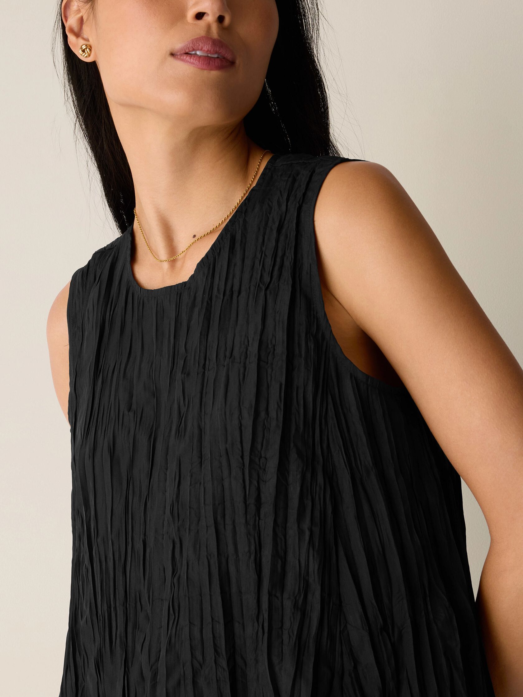 Crushed Silk Round Neck Dress