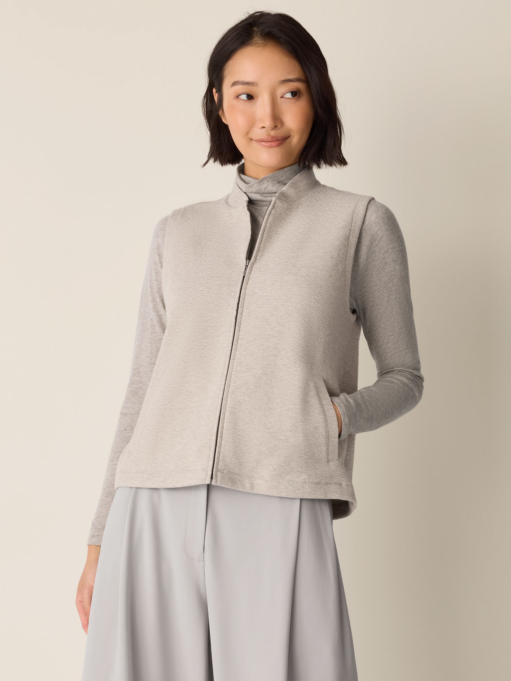 Textured Cotton Doubleknit Vest