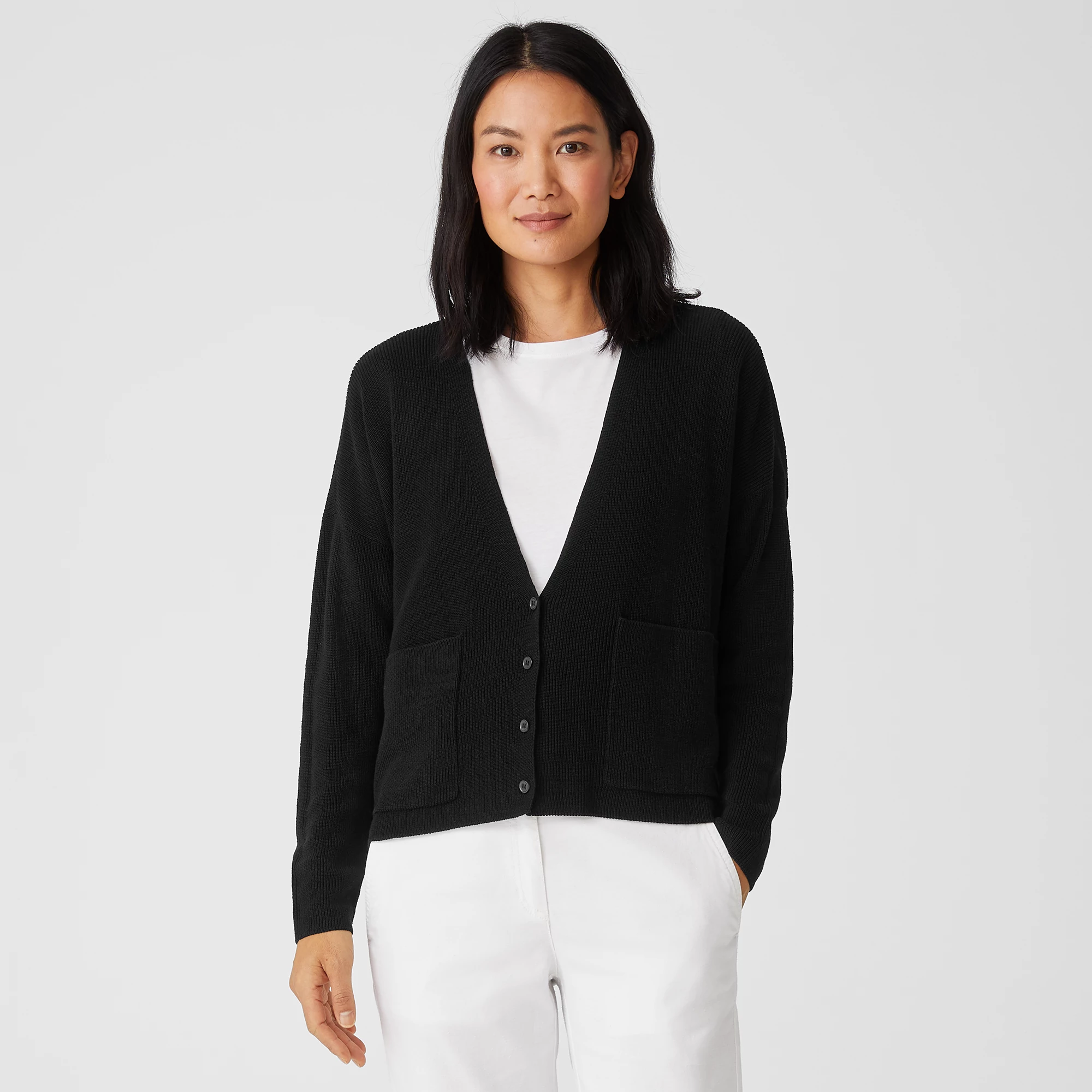 Organic Cotton Linen V-Neck Cardigan 