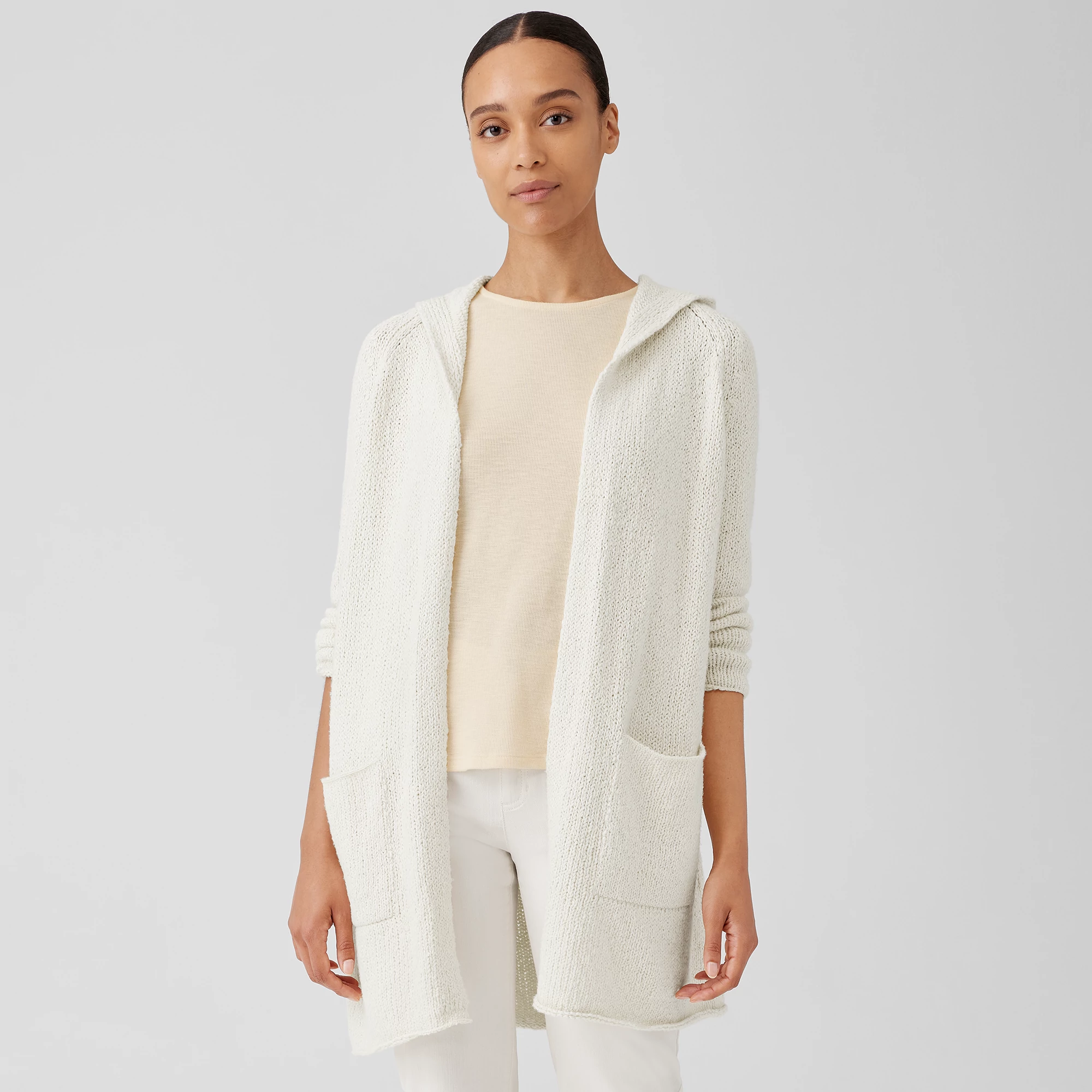 2X $298 New Eileen Fisher Smoke Washable Wool Crepe Rib Drape Front Vest 