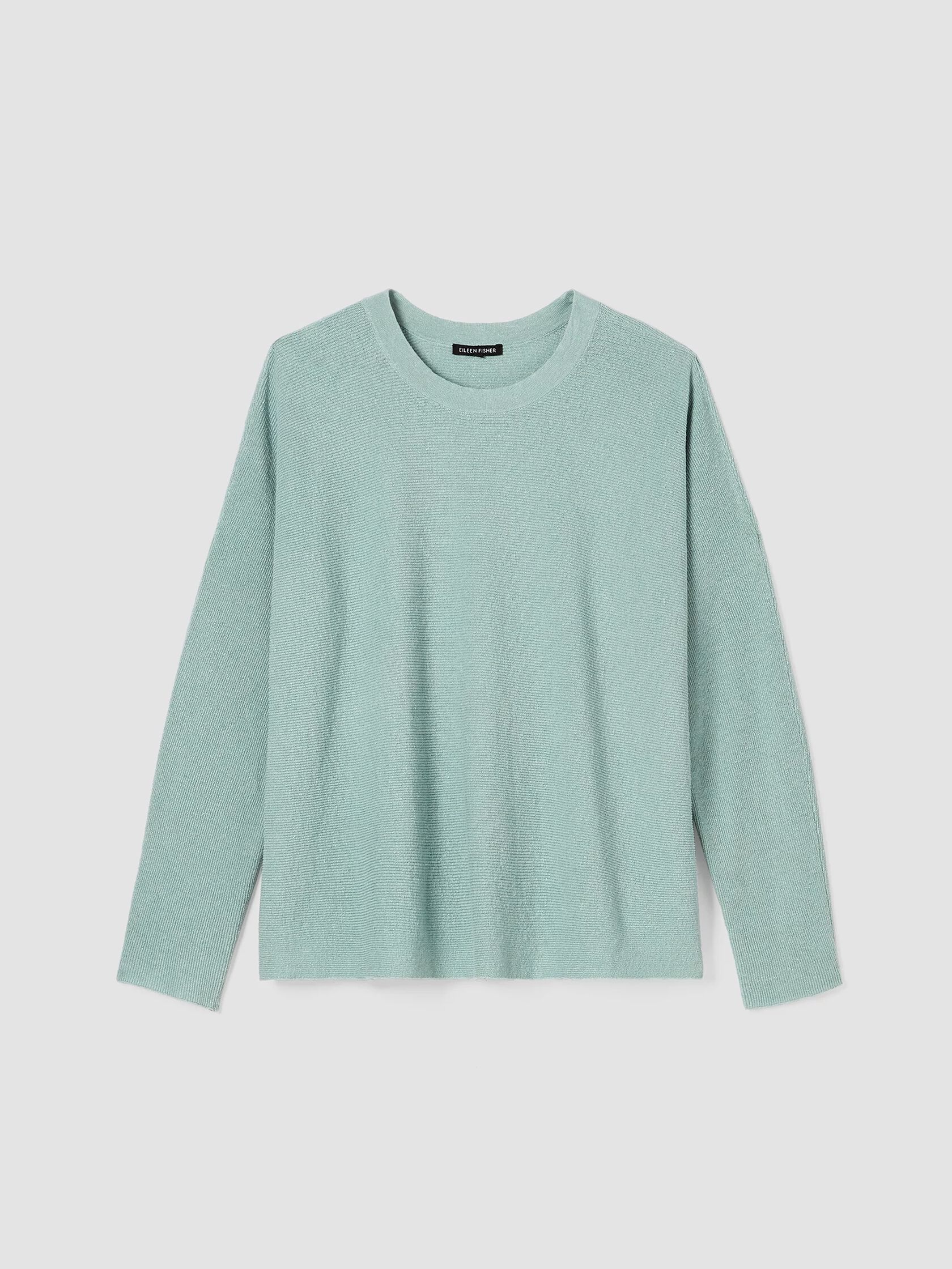 Linen Crepe Stretch Crew Neck Top | EILEEN FISHER