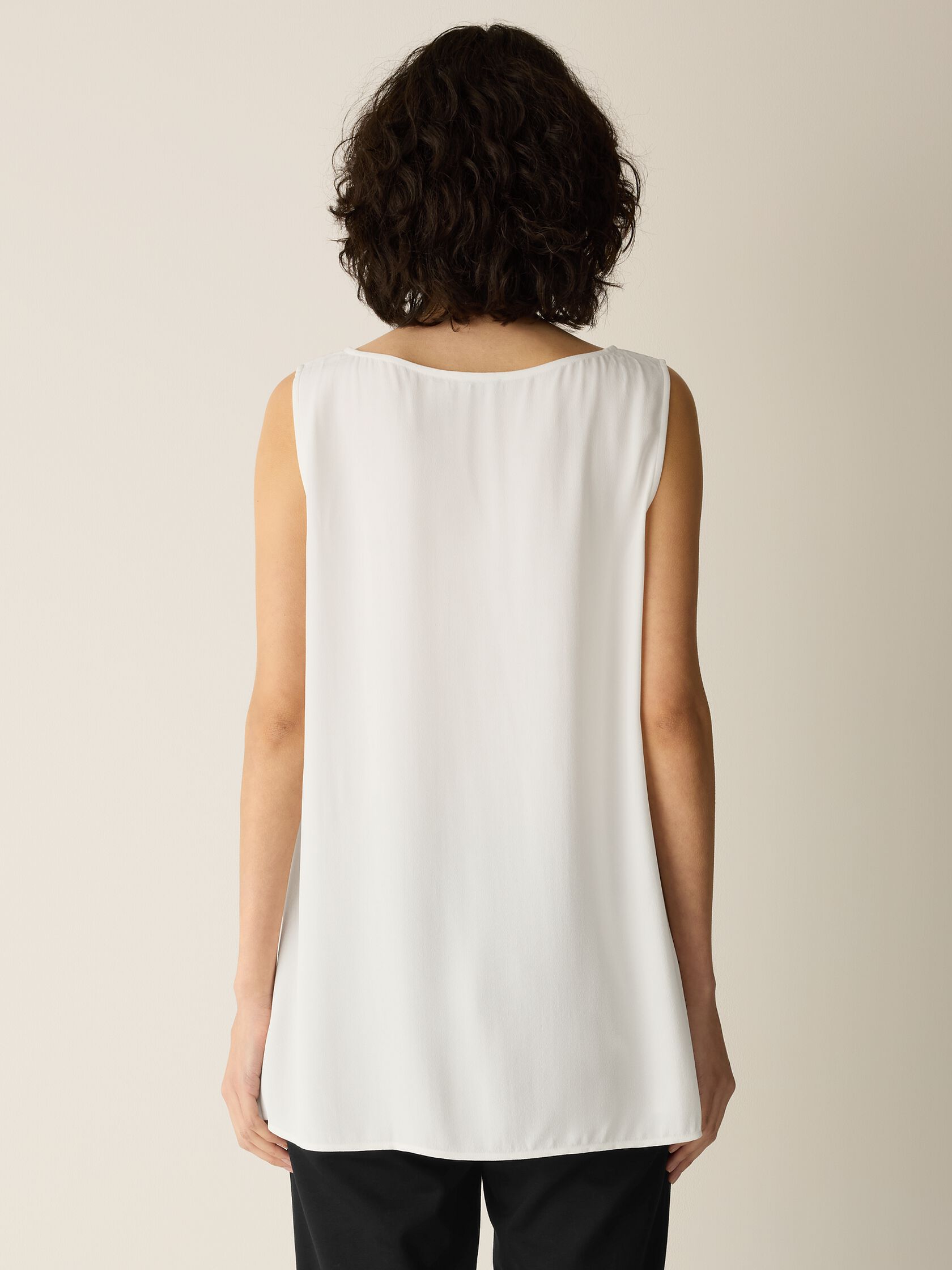 Silk Georgette Crepe Ballet Neck Long Tank