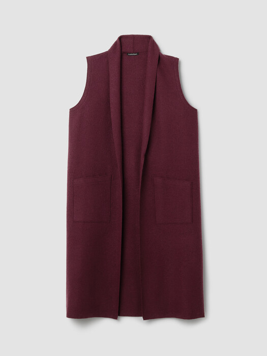 Lightweight Boiled Wool Shawl Collar Vest in Regenerative Wool