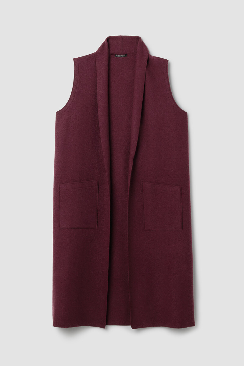 Lightweight Boiled Wool Shawl Collar Vest in Regenerative Wool Lightweight Boiled Wool Shawl Collar Vest in Regenerative Wool