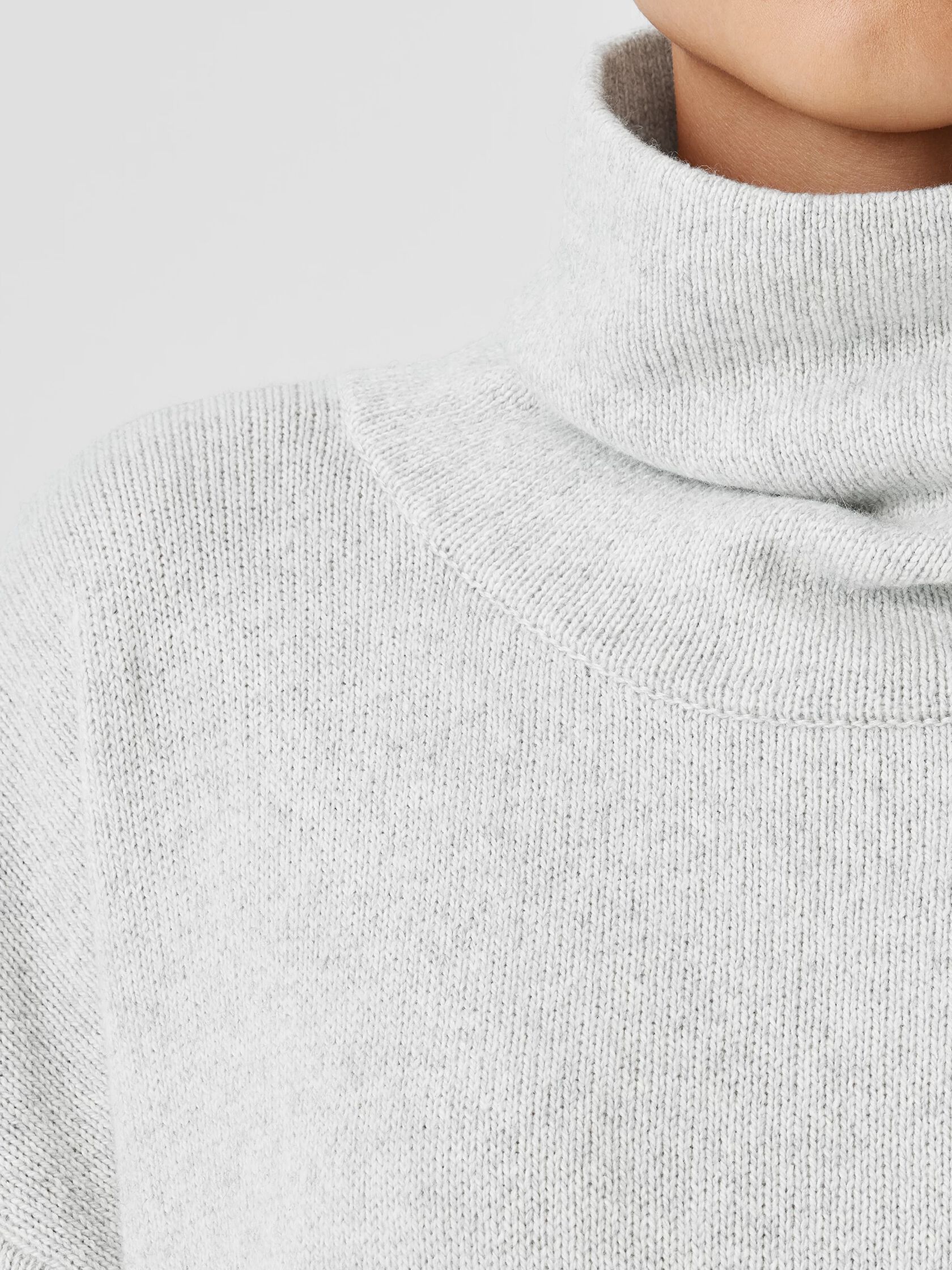 Cotton and Recycled Cashmere Turtleneck Long Top