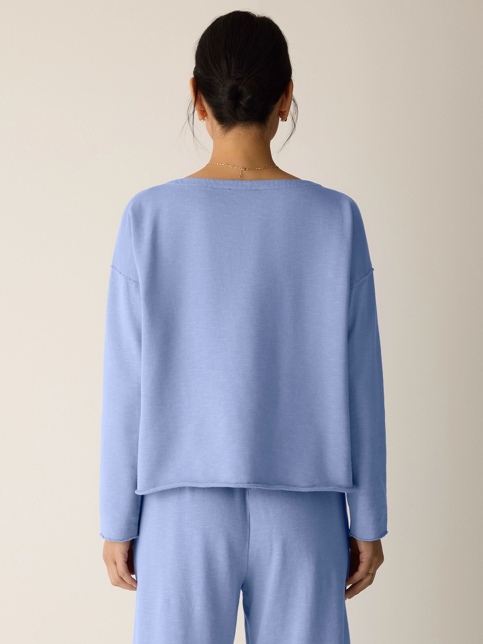 Garment-Dyed Organic Cotton Terry Bateau Neck Box-Top