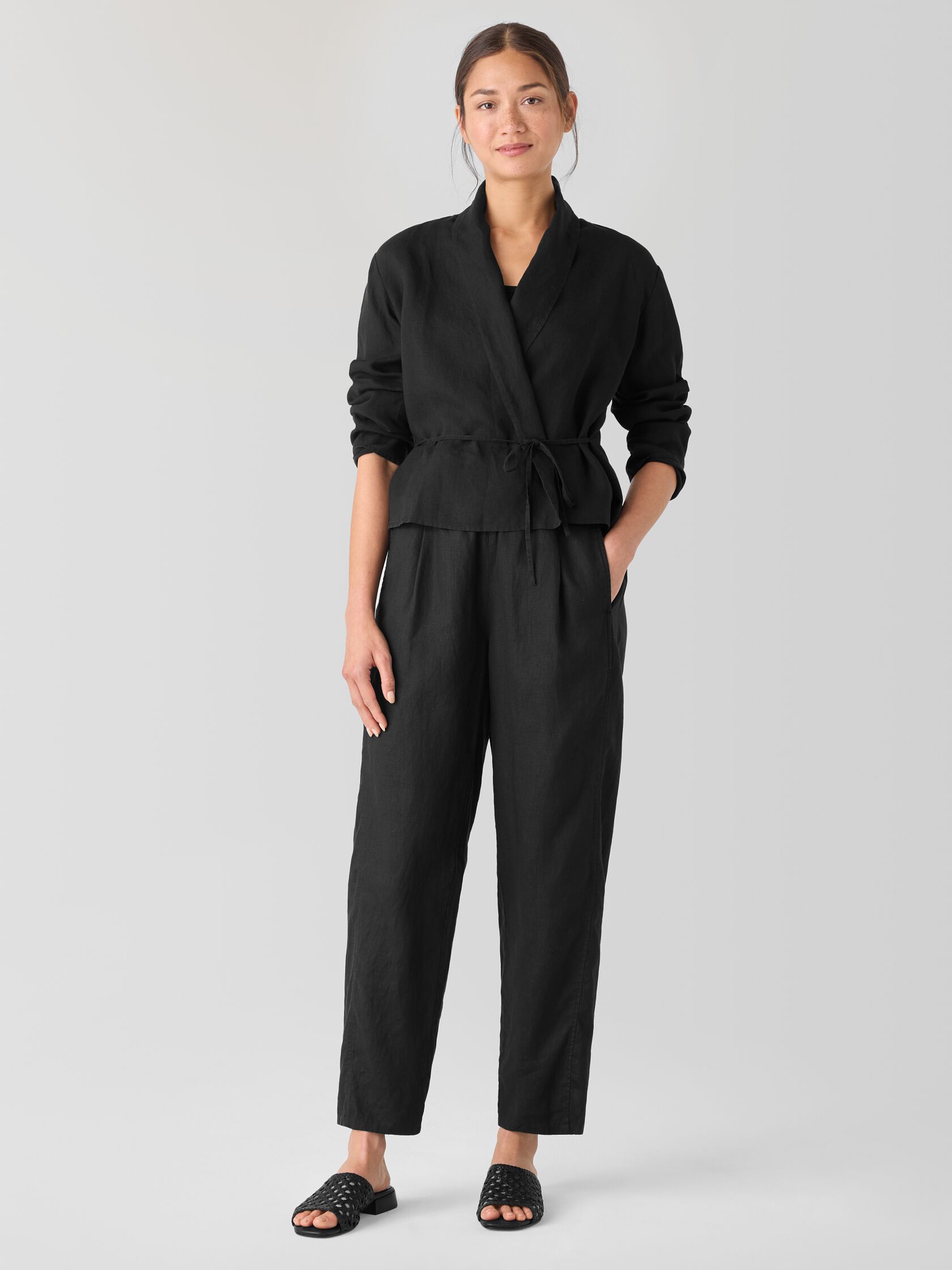 Organic Handkerchief Linen High Collar Jacket
