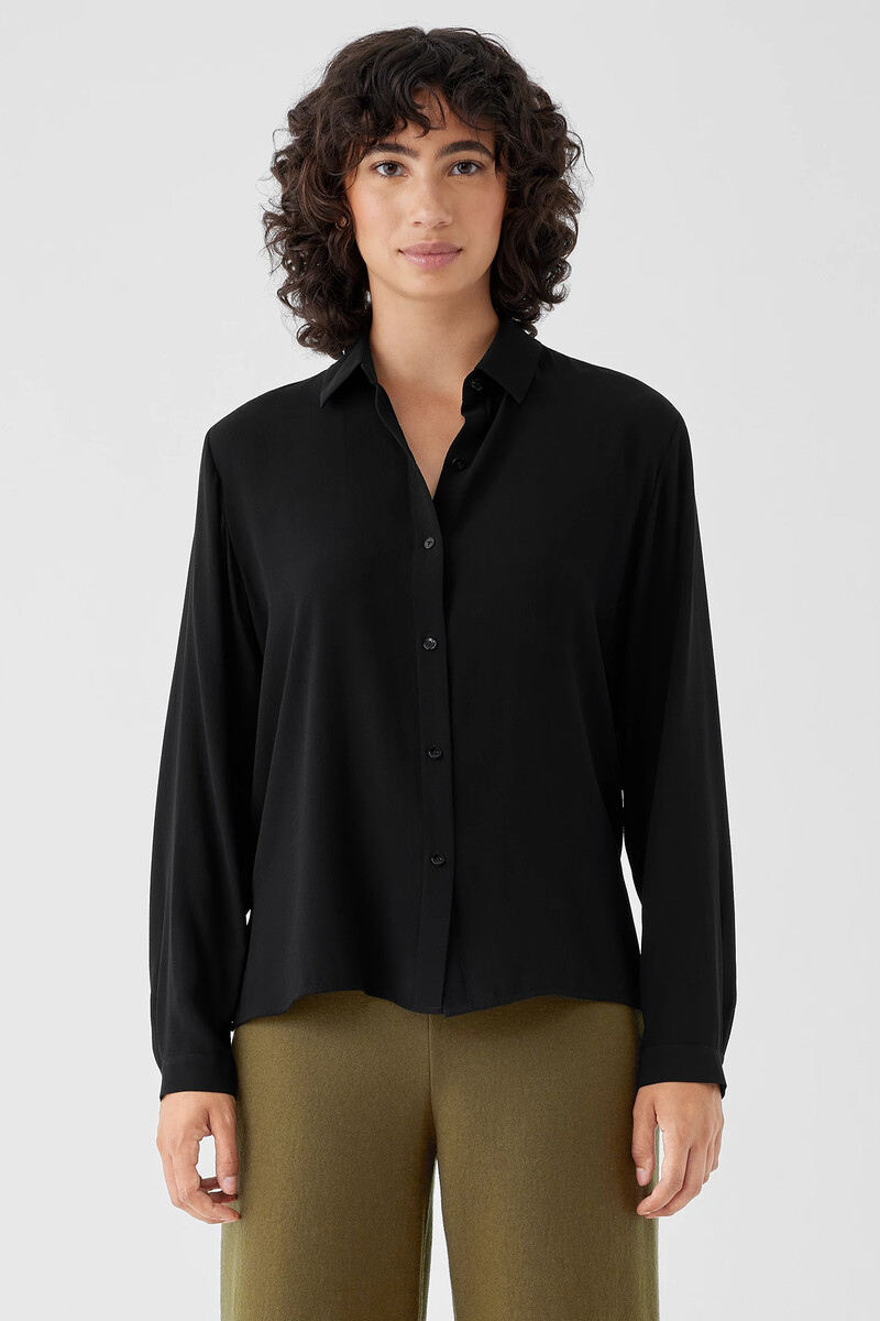 Silk Georgette Crepe Classic Collar Shirt Silk Georgette Crepe Classic Collar Shirt