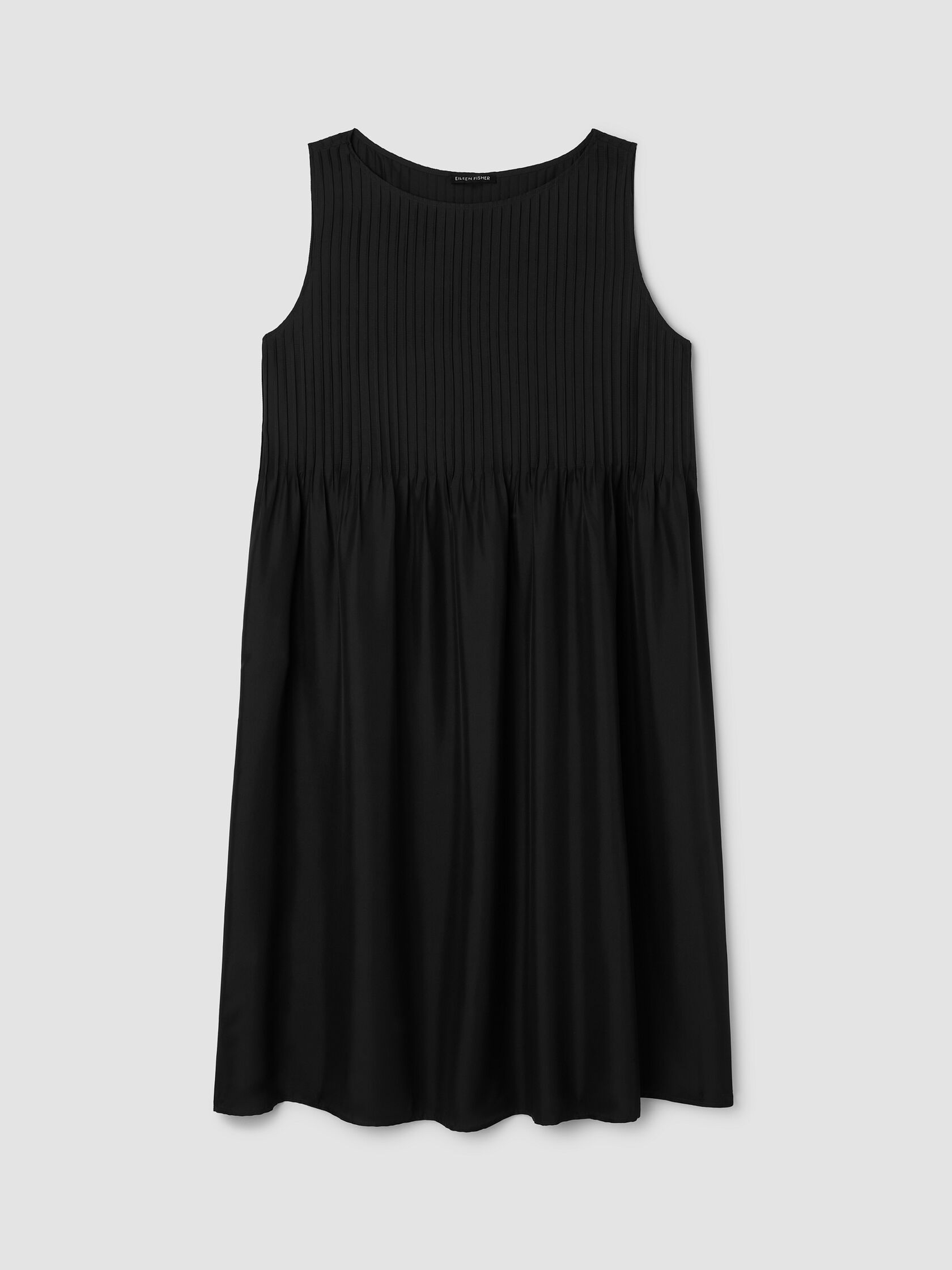 Pleated Silk Bateau Neck Dress