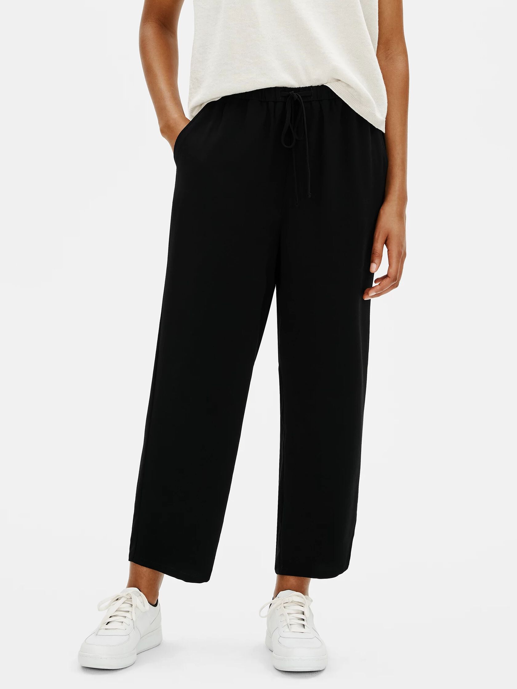 Textured Crepe Slouchy Cropped Pant