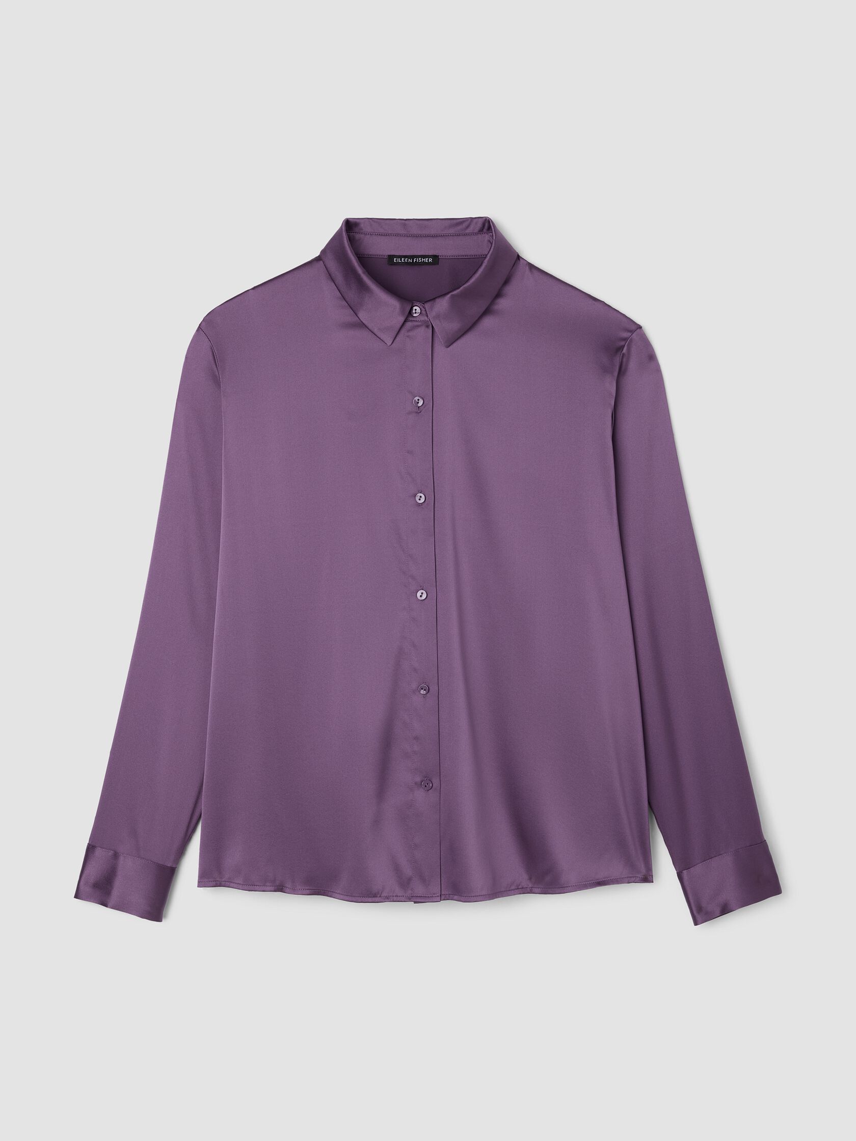 Stretch Silk Charmeuse Classic Collar Shirt