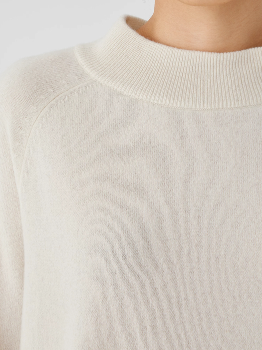 Recycled Cashmere Wool Mock Neck Box-Top