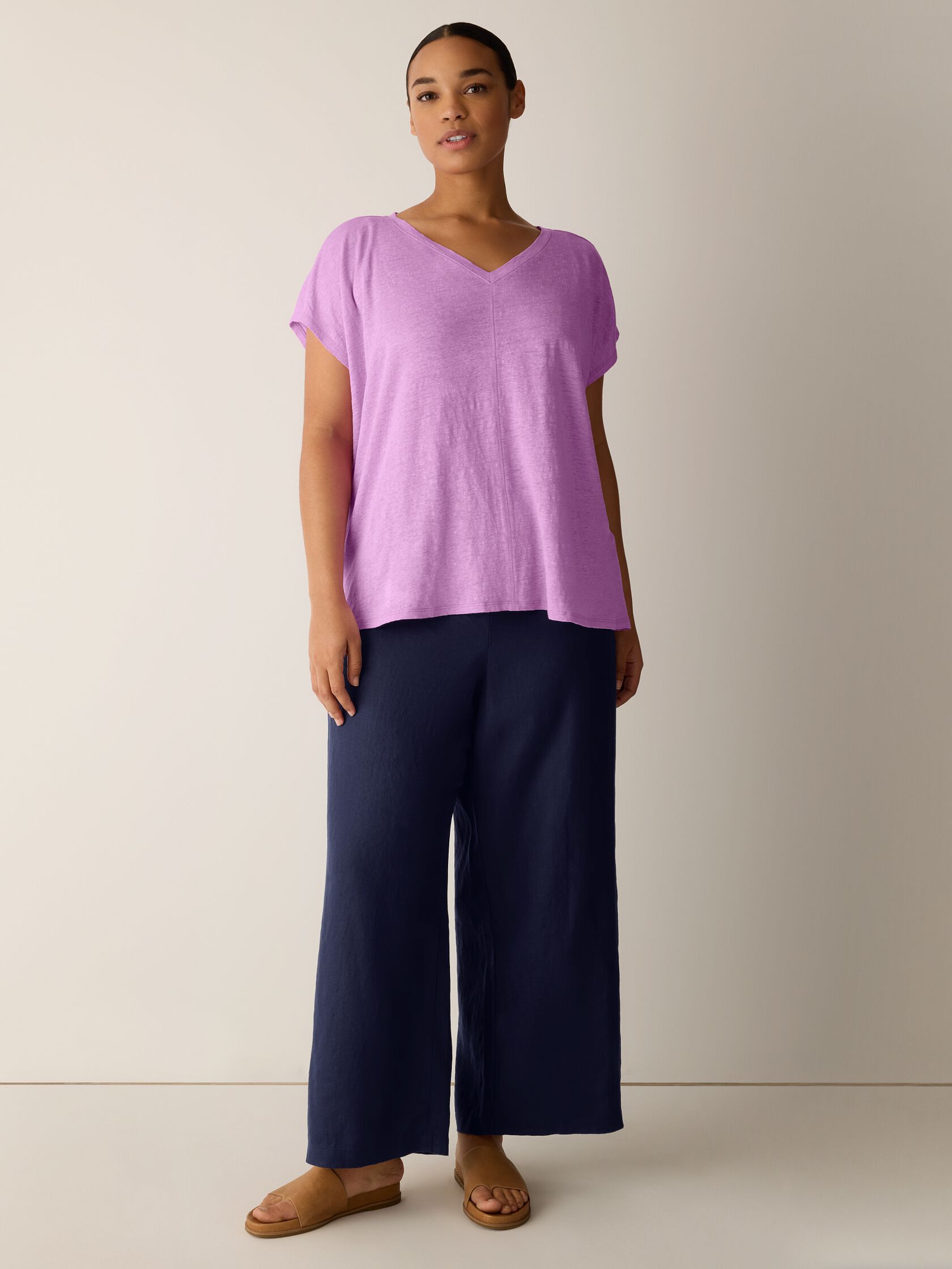 Organic Linen Jersey V-Neck Tee