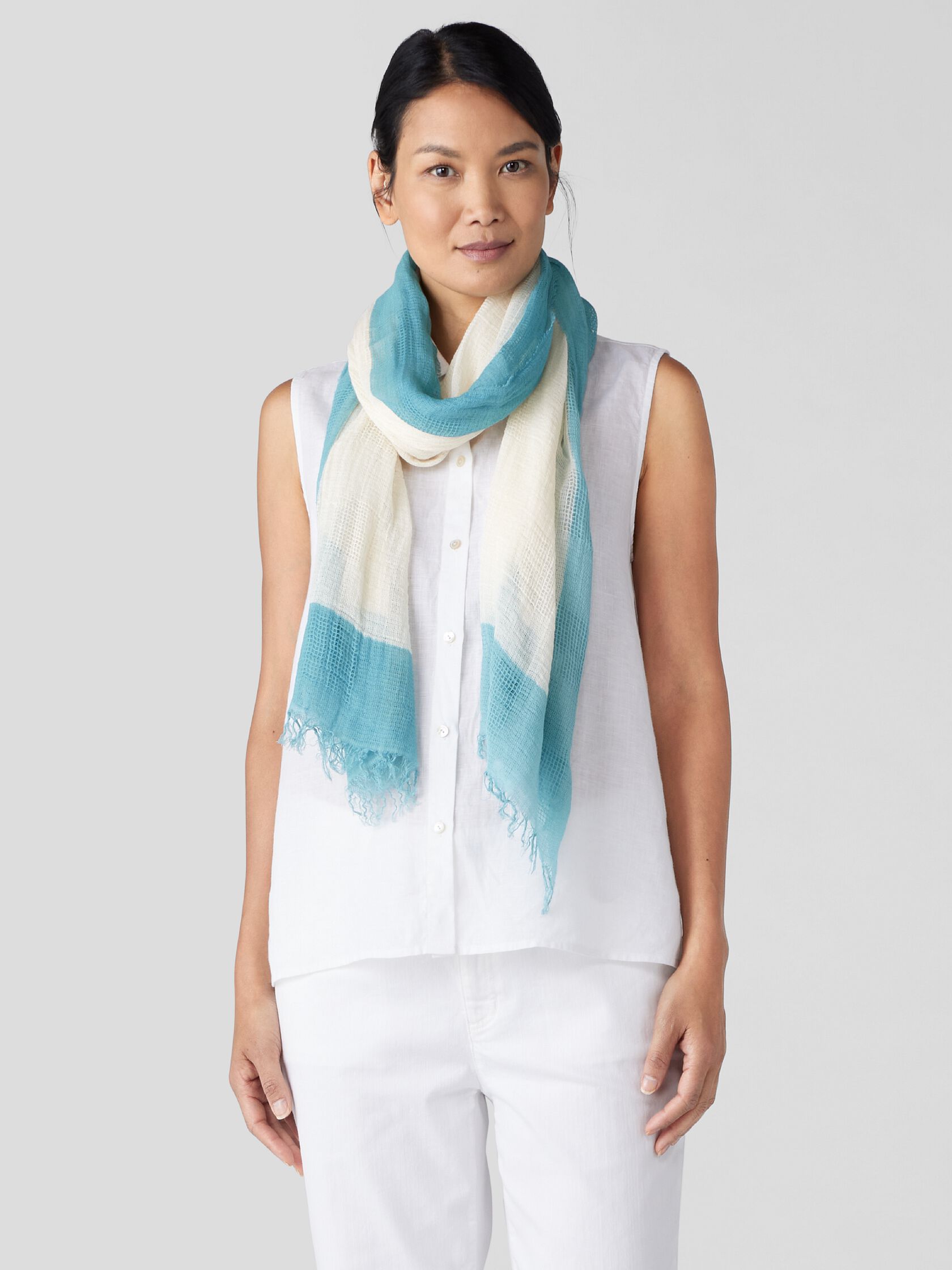 Painted Cotton Gauze Scarf