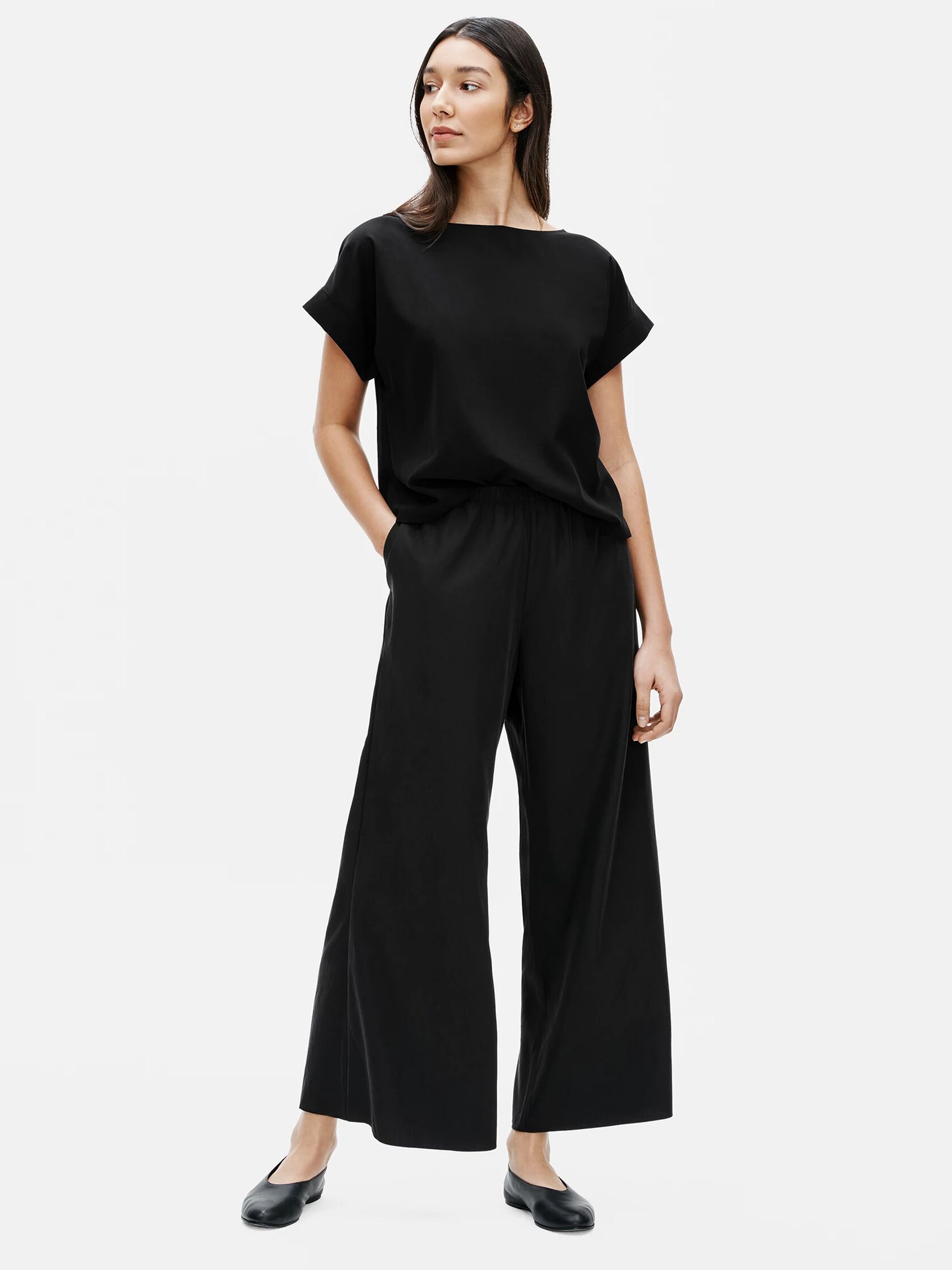 Sandwashed Tencel Wide-Leg Pant