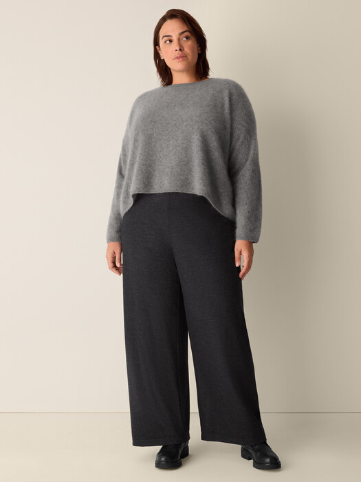 Mélange Boiled Wool Jersey Wide-Leg Pant in Regenerative Wool