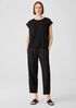 Organic Linen Jersey Shirred-Back Top