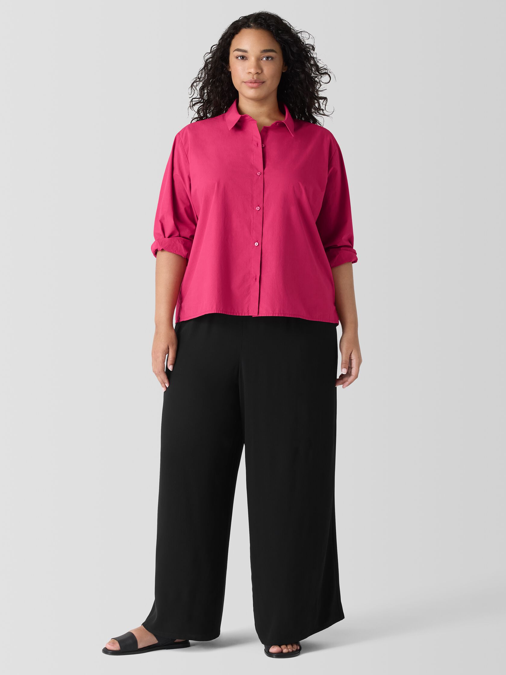 Washed Organic Cotton Poplin Classic Collar Short Shirt