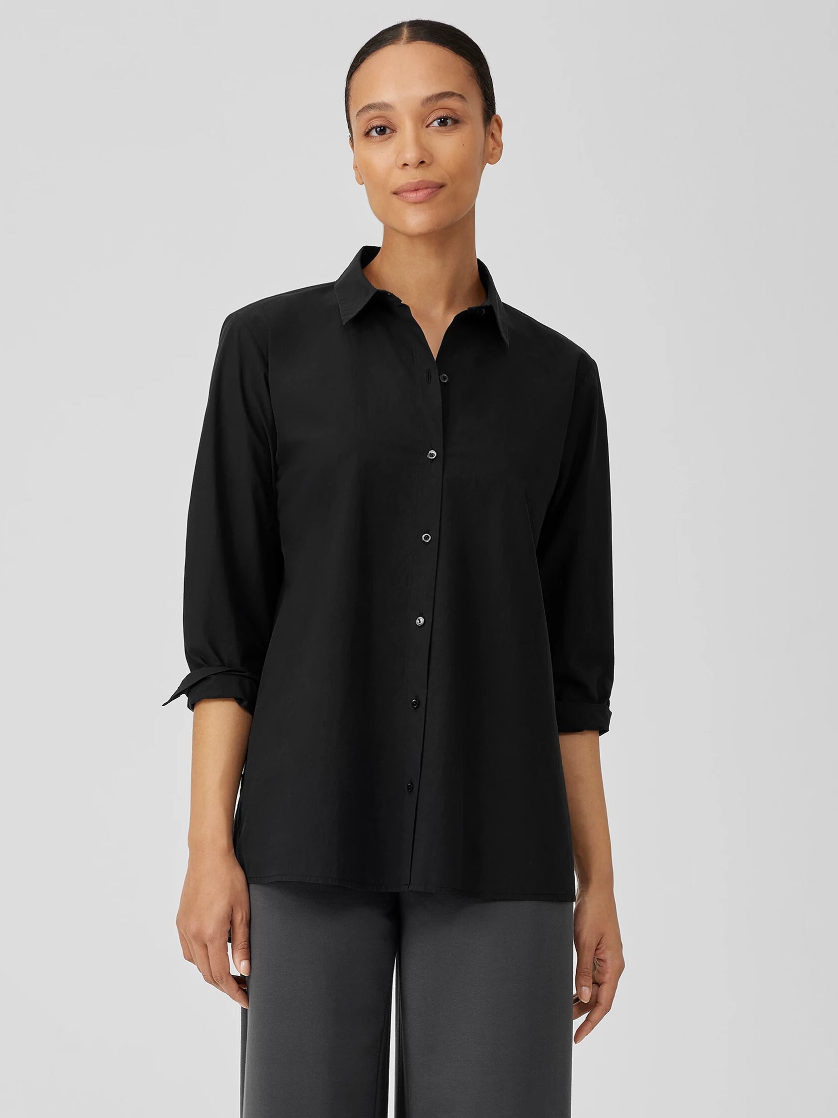 Washed Organic Cotton Poplin Shirt | EILEEN FISHER